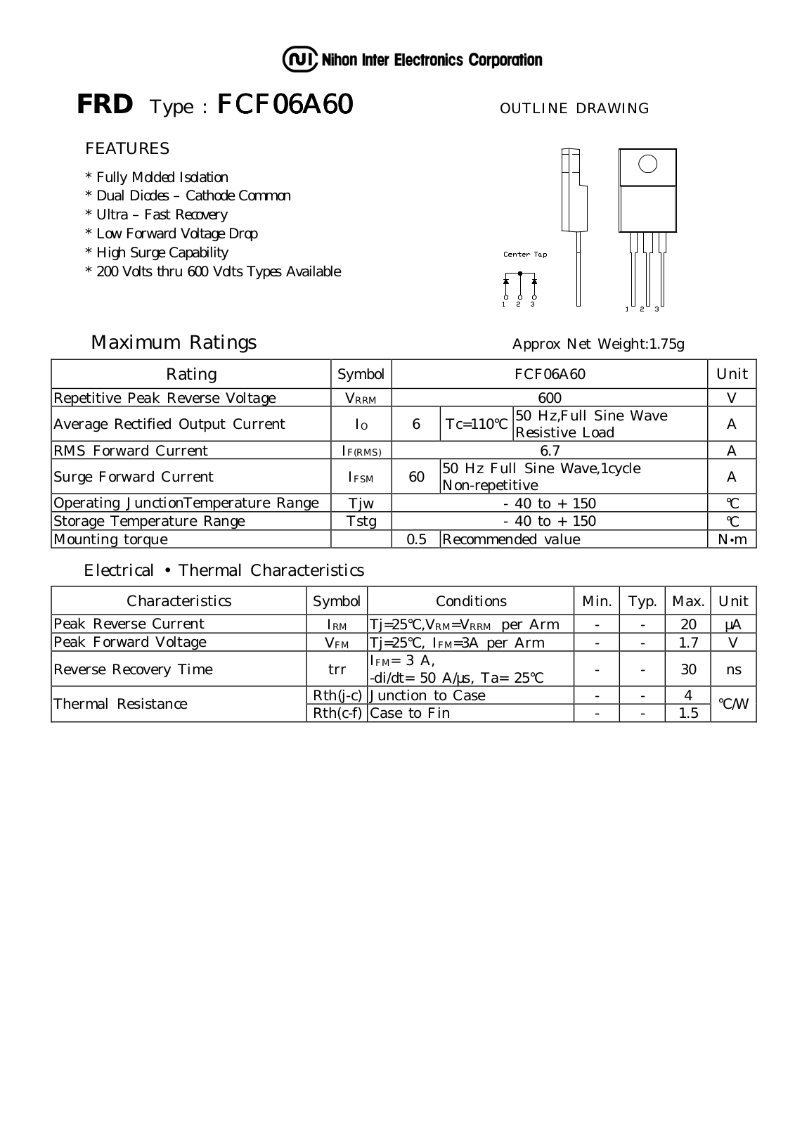 Datasheet FCF06A60 Datasheet (NIHON) - ManualMachine.com