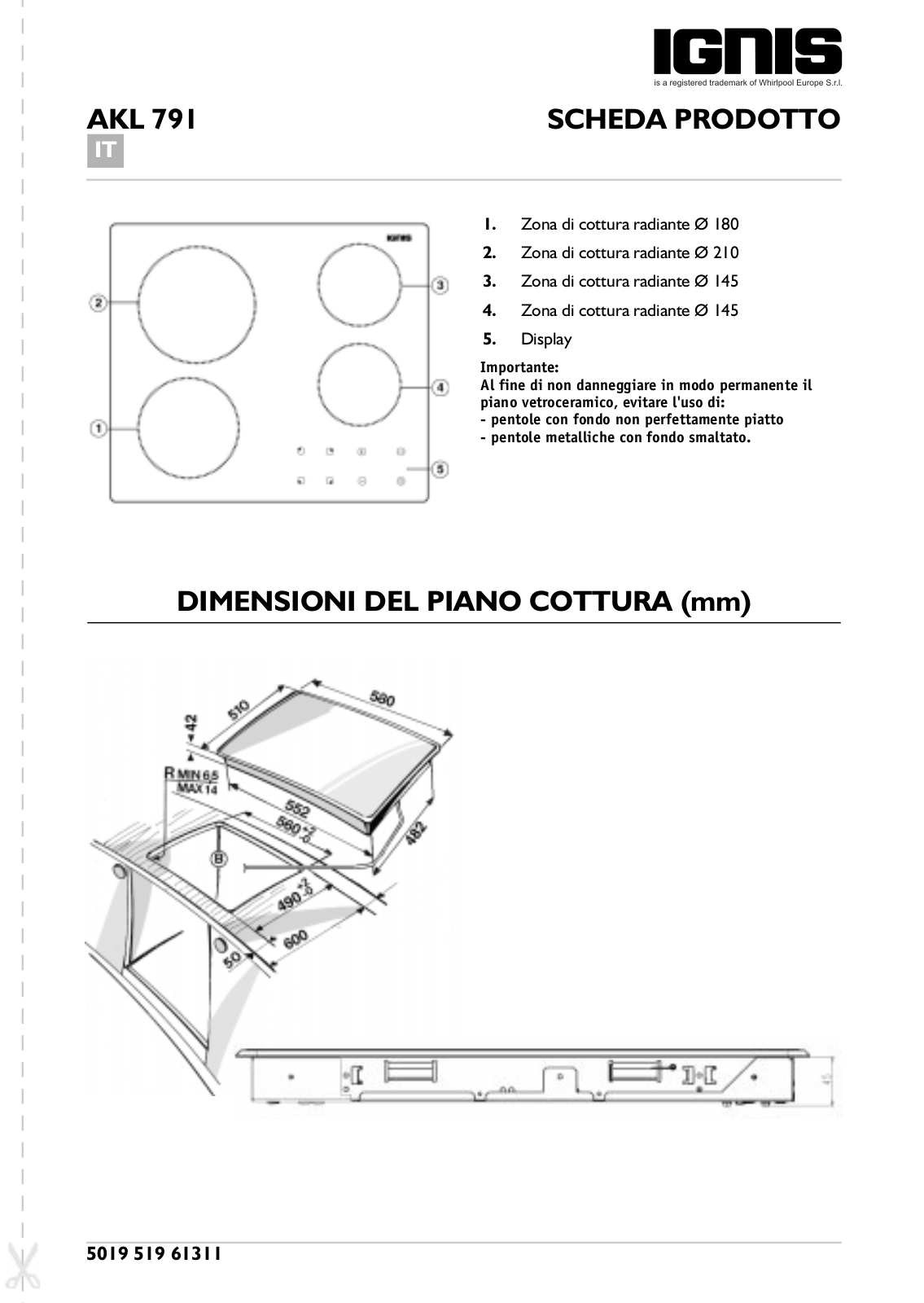 Whirlpool AKL 791/NE/01 User Manual