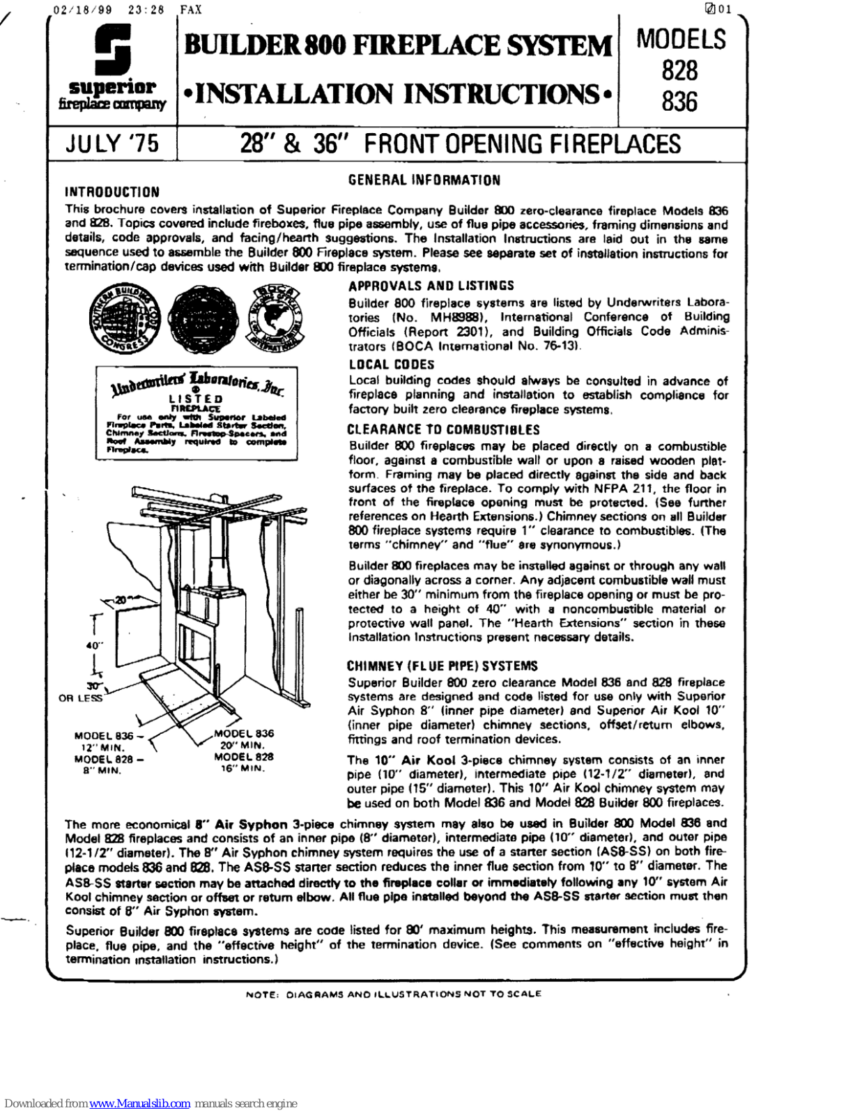 Superior 828, 836 Installation Instructions Manual