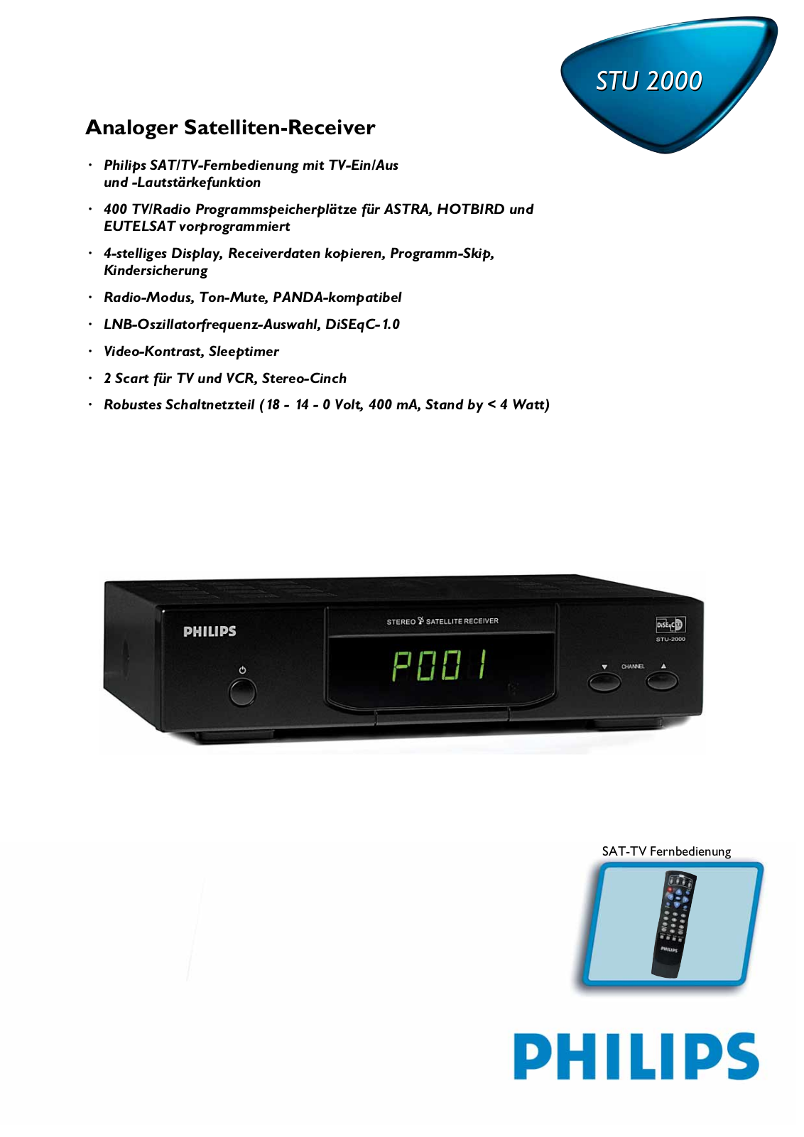 Philips DE-STU2000 data sheet - ManualMachine.com