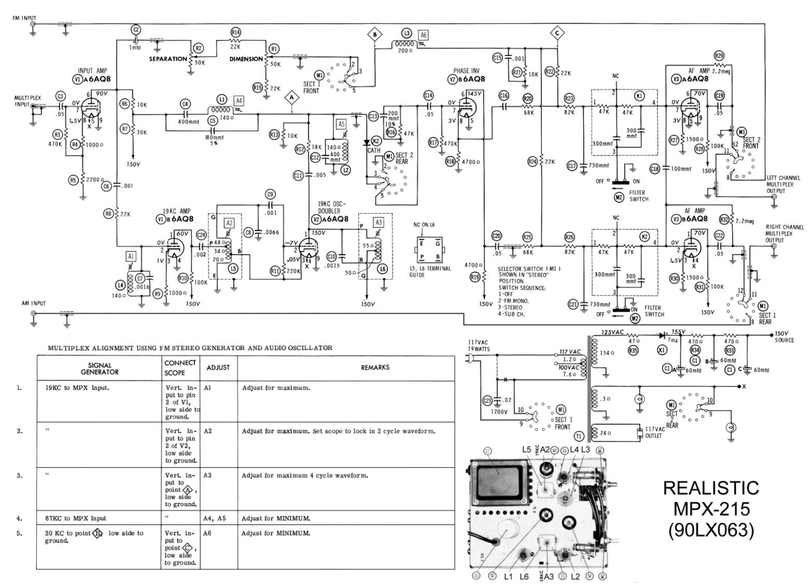 Realistic MPX-215 Schematic