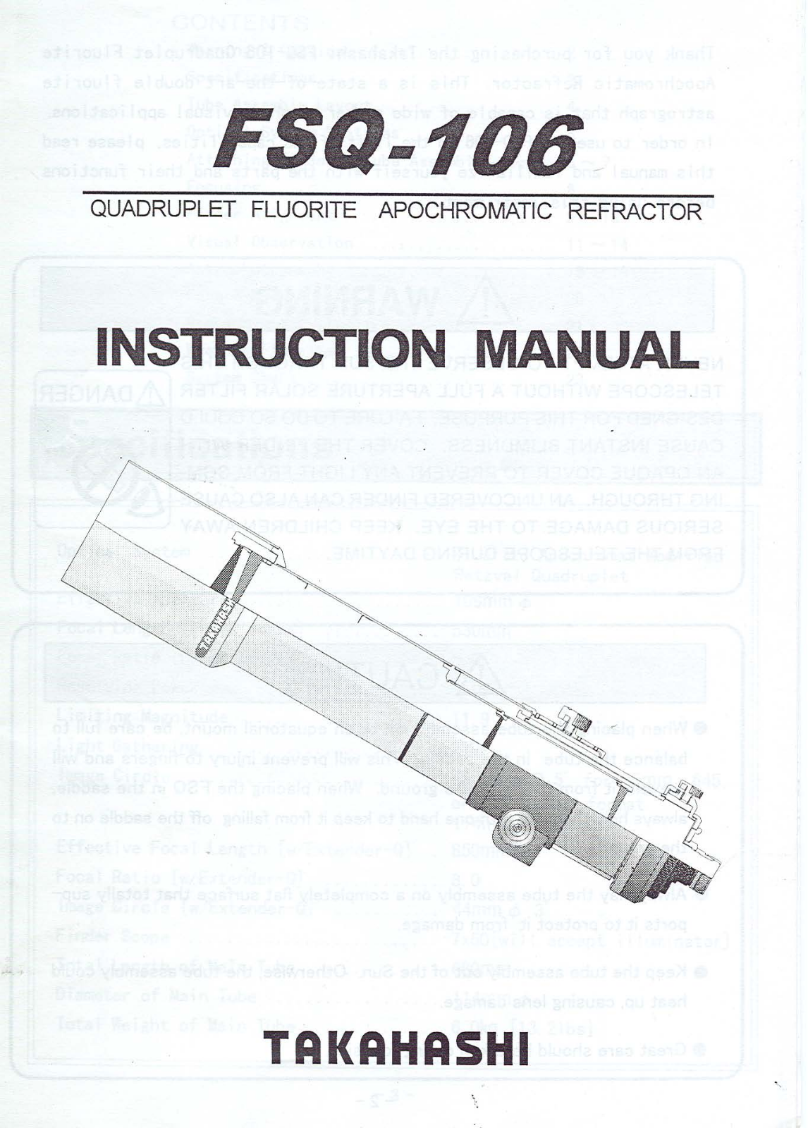 Takahashi FSQ-106 User Manual