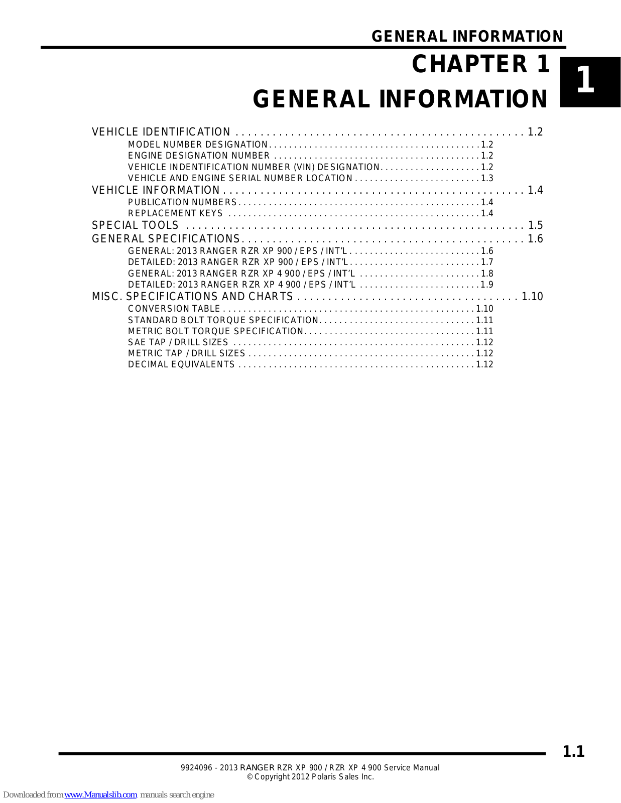 Polaris xp 2013 eps Service Manual