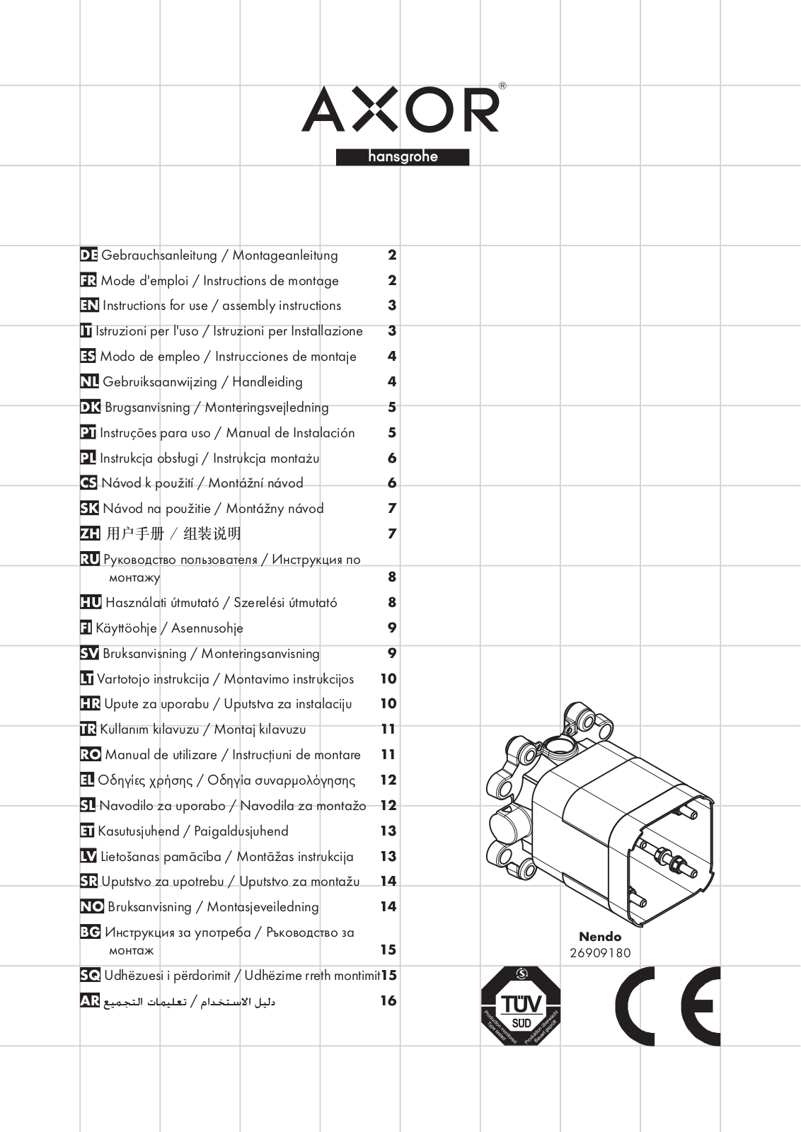 Hansgrohe 26909180 Instructions For Use/assembly Instructions