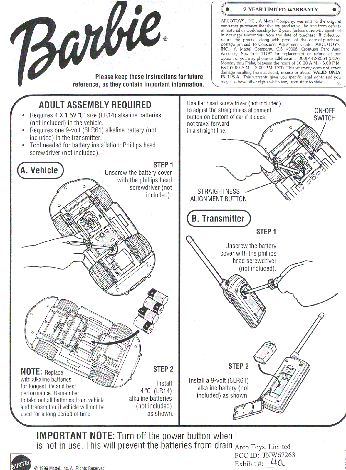 Mattel 67263 Users Manual