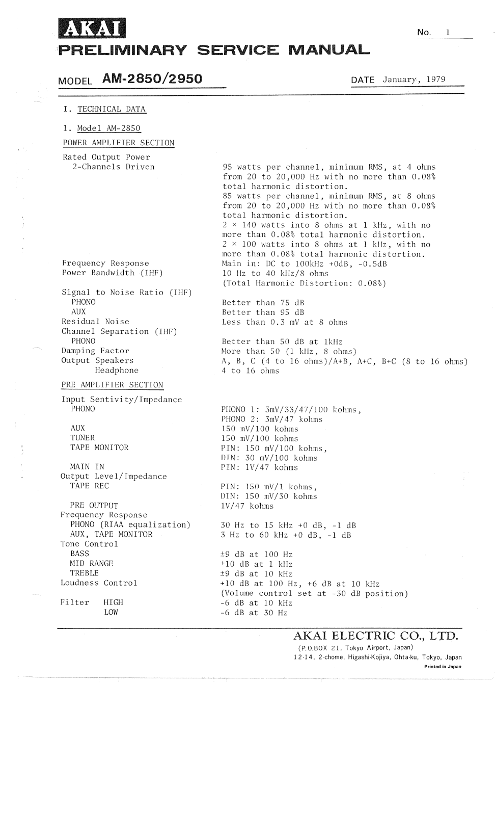 Akai AM-2850 Service manual