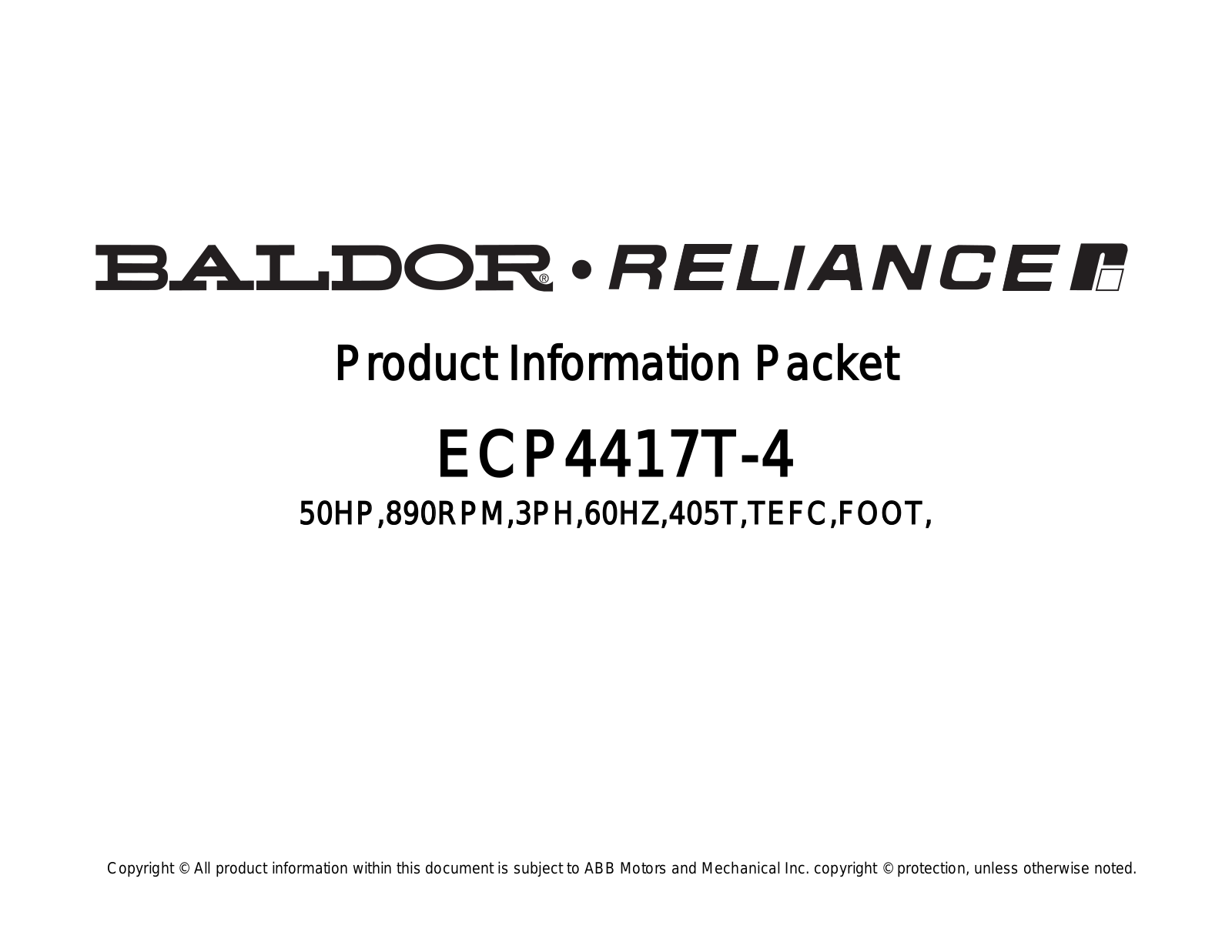 Baldor ECP4417T-4 Product Information Sheet