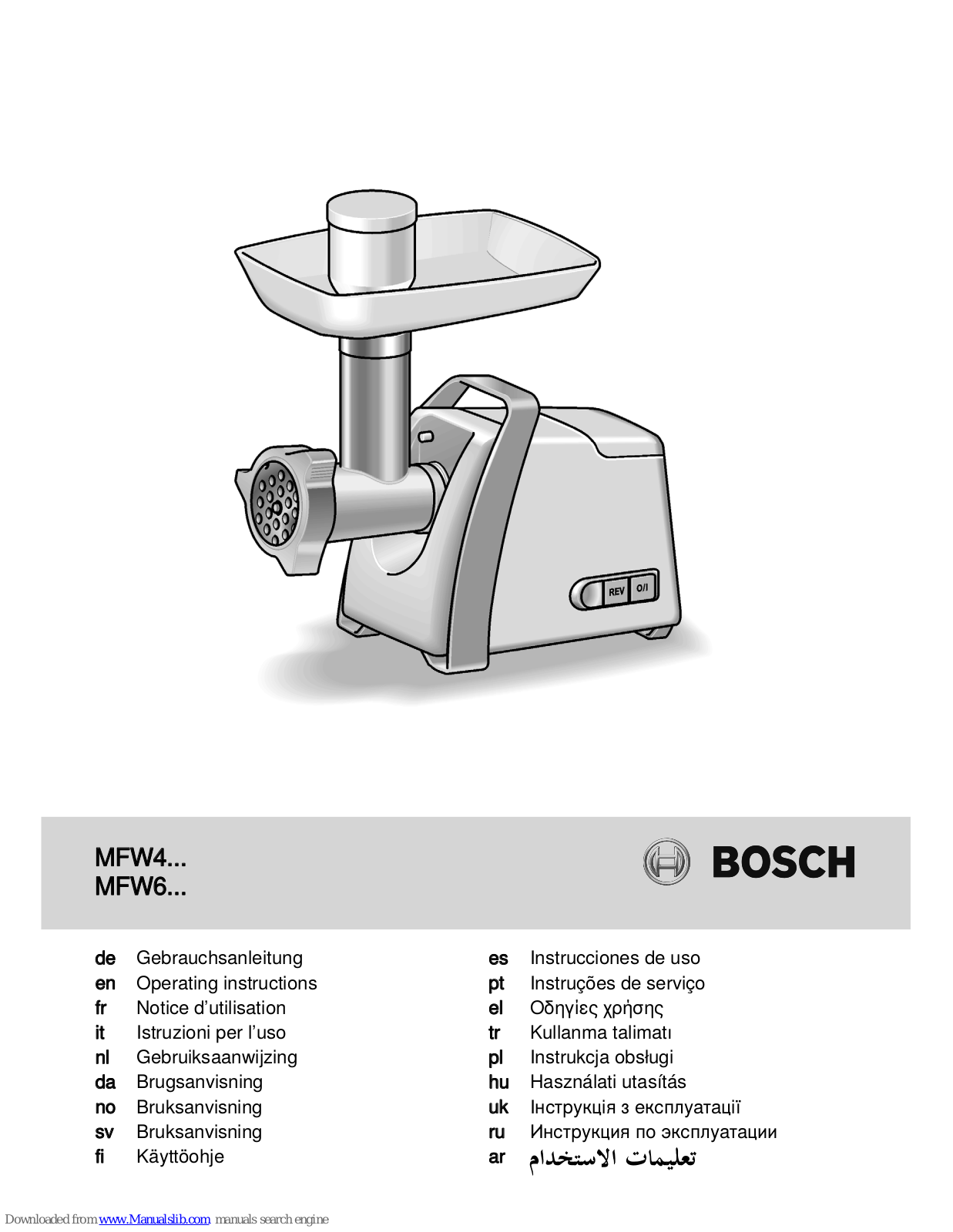 Bosch MFW67440 User manual