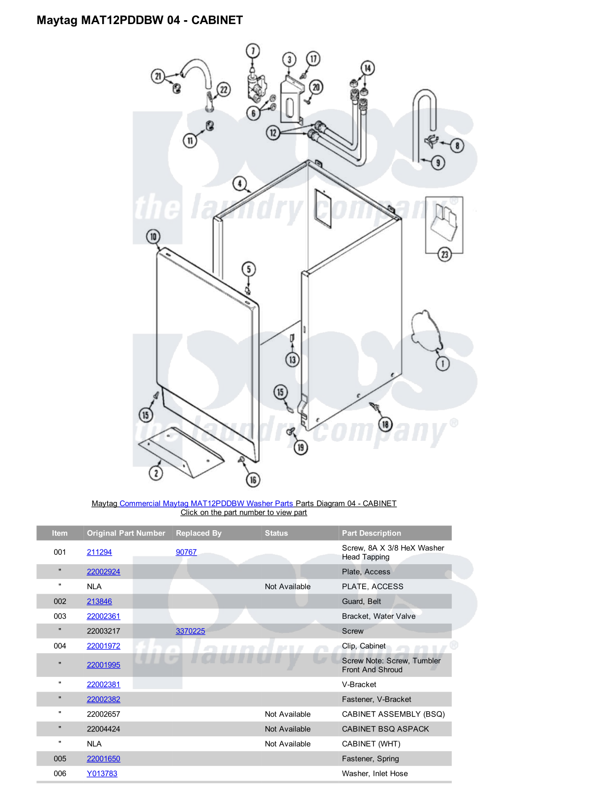 Maytag MAT12PDDBW Parts Diagram