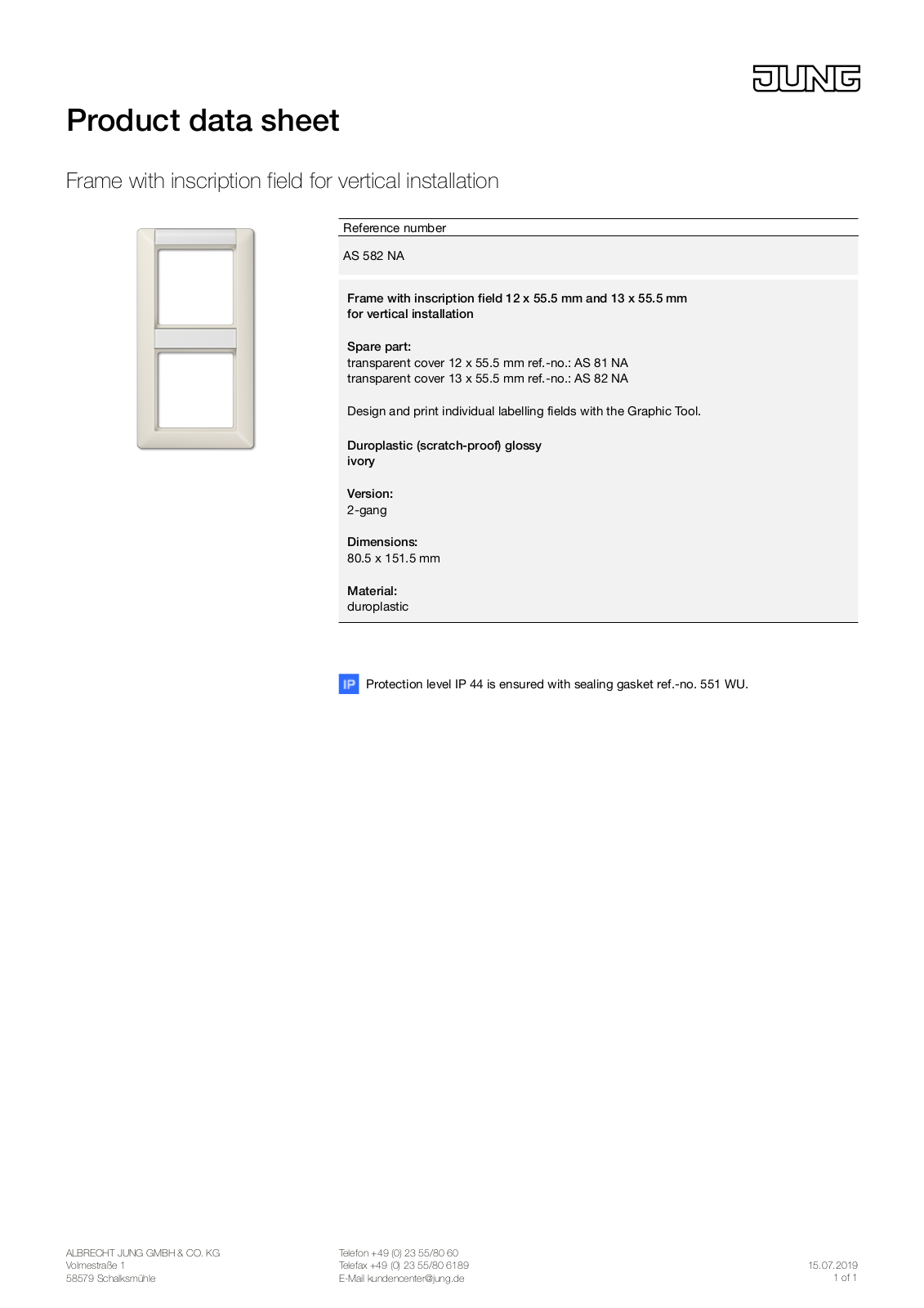 Jung AS 582 NA User Manual