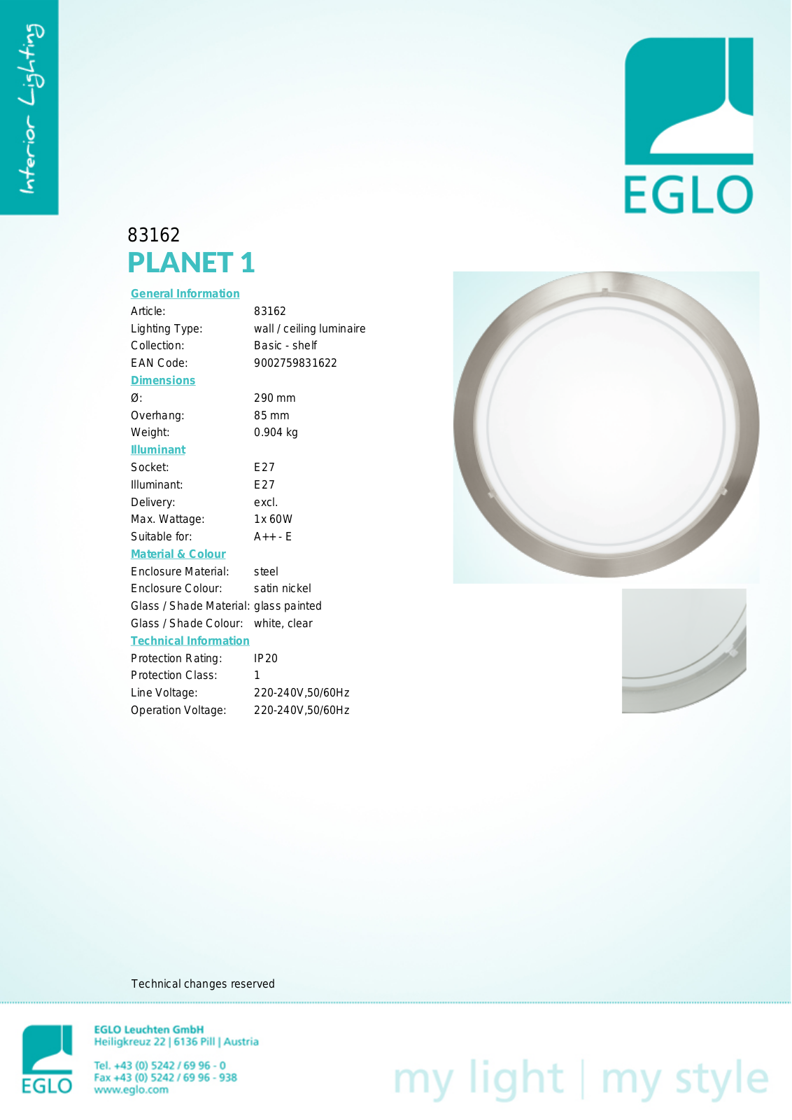 Eglo 83162 Service Manual