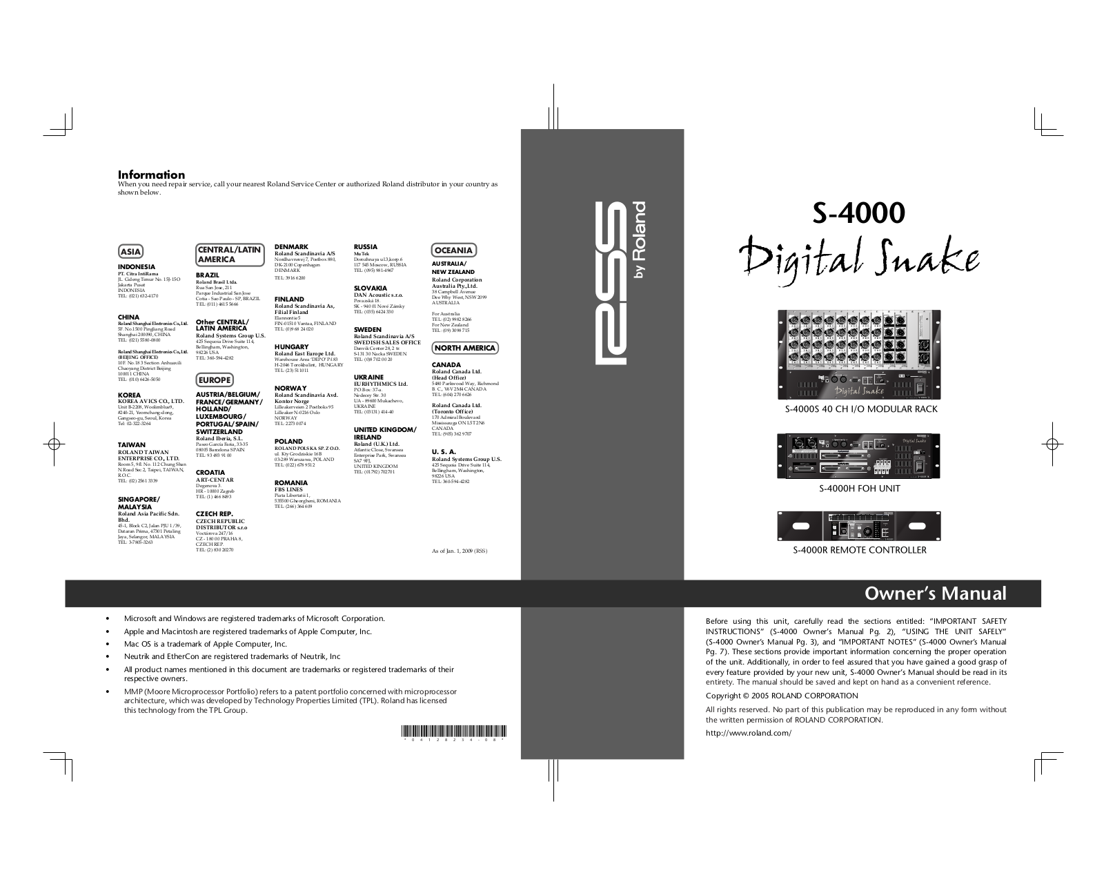 Roland Professional A/V S-4000S-0040 Users Manual