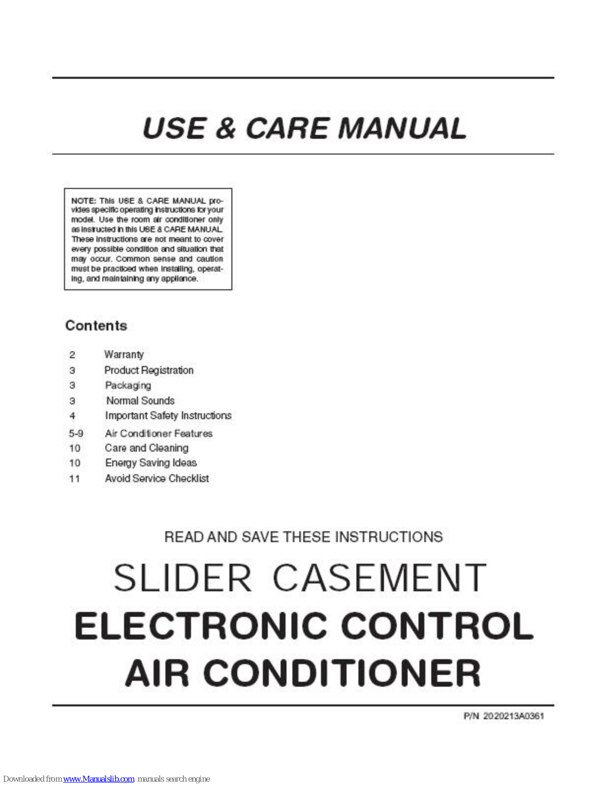 Frigidaire FAK085R7V, FAK104R1V, FAK124R1V Use & Care Manual