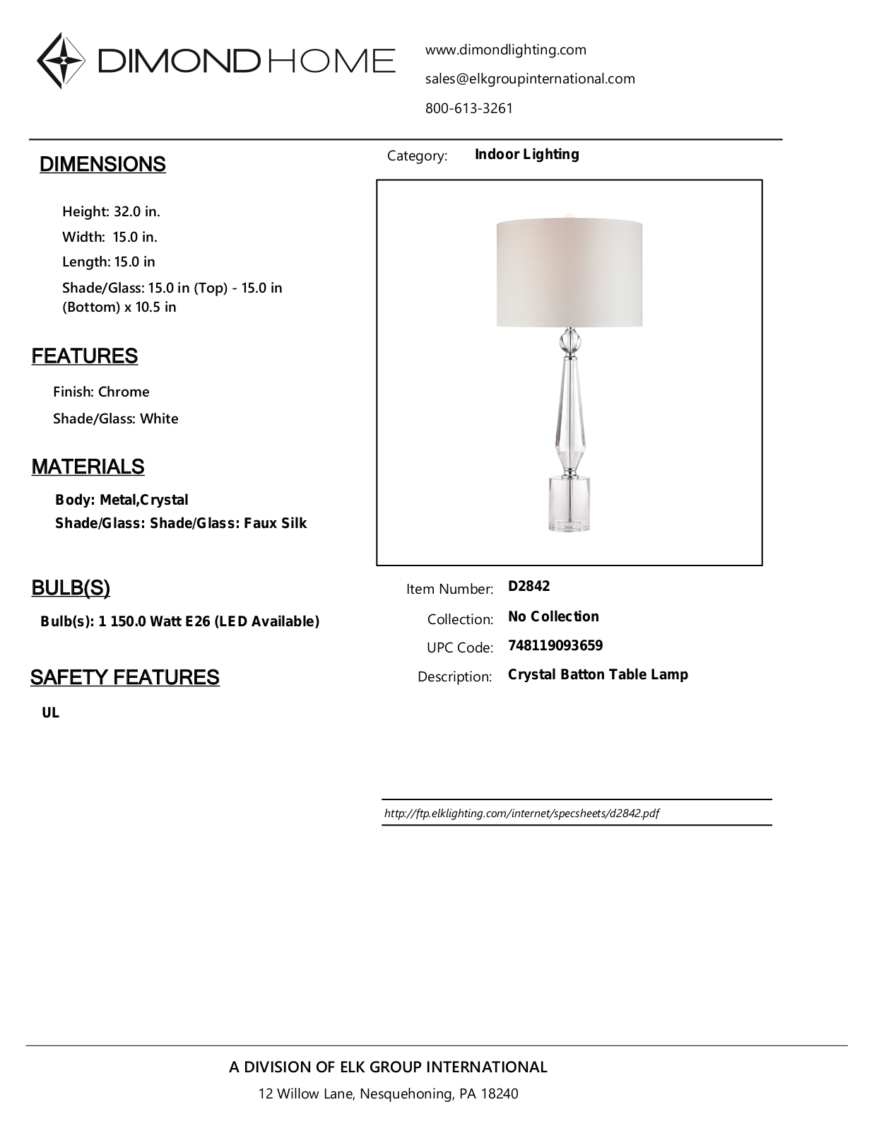 ELK Home D2842 User Manual