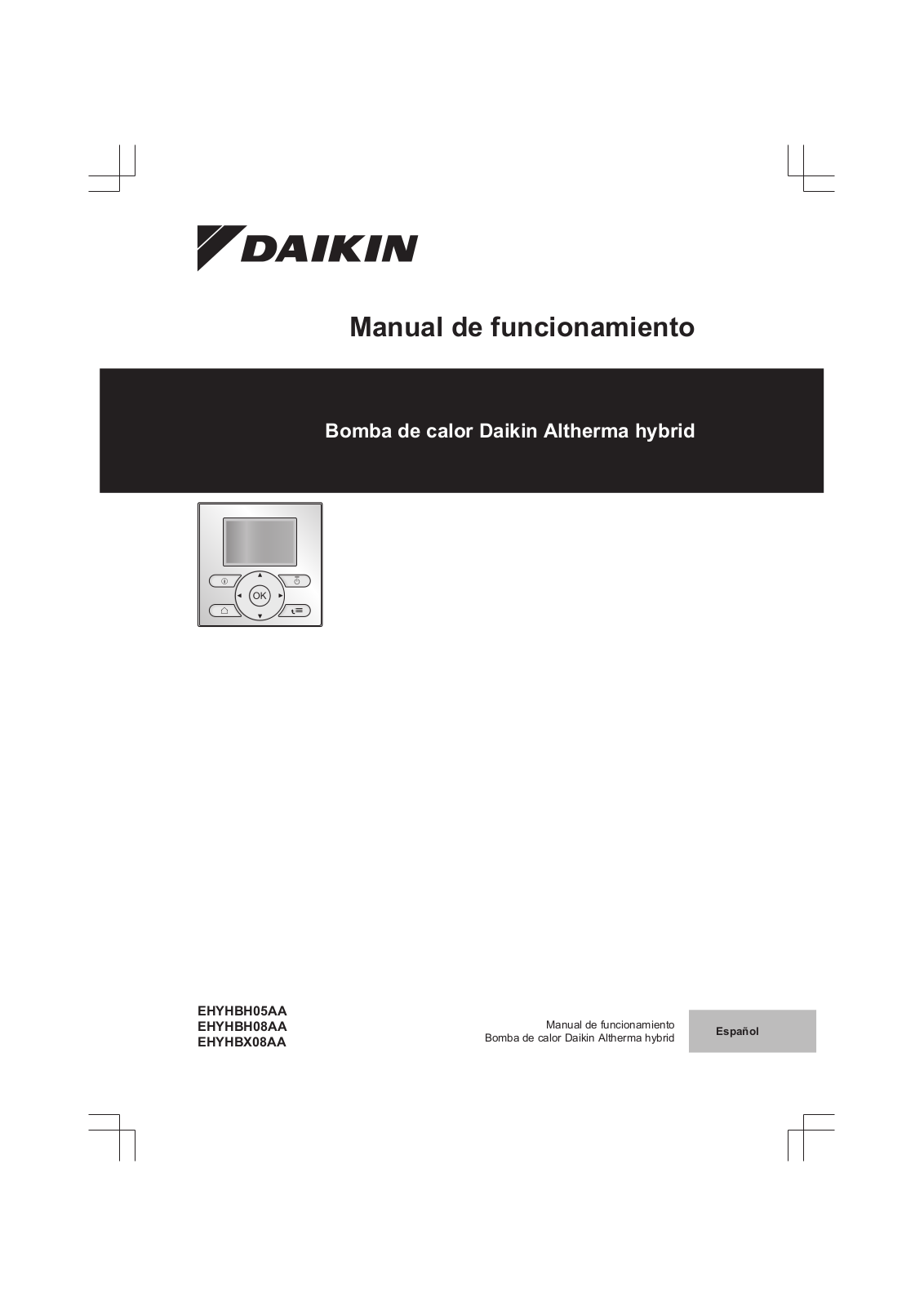 Daikin EHYHBH05AA, EHYHBH08AA, EHYHBX08AA Operation manuals