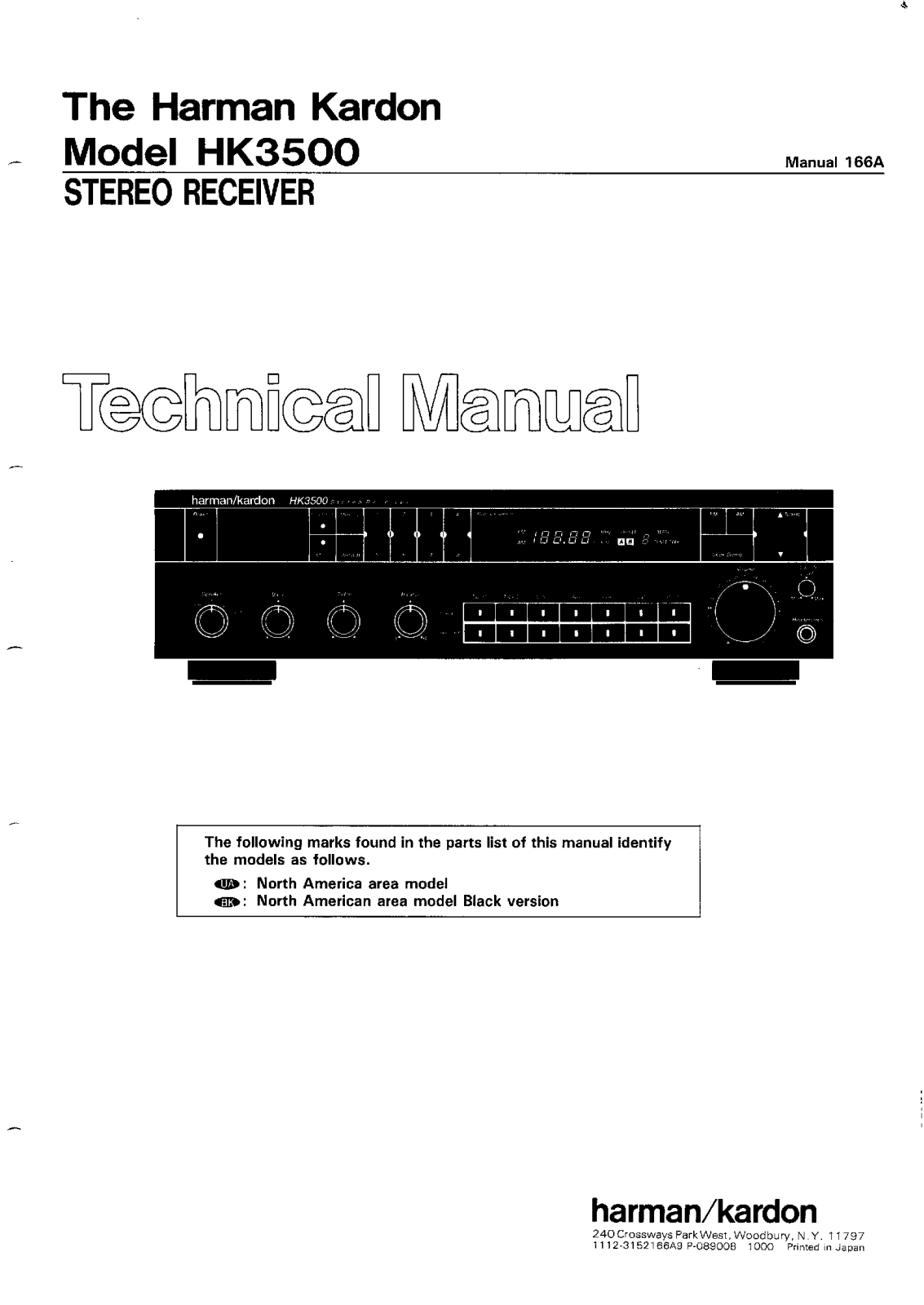 Harman Kardon HK3500 Technical Manual