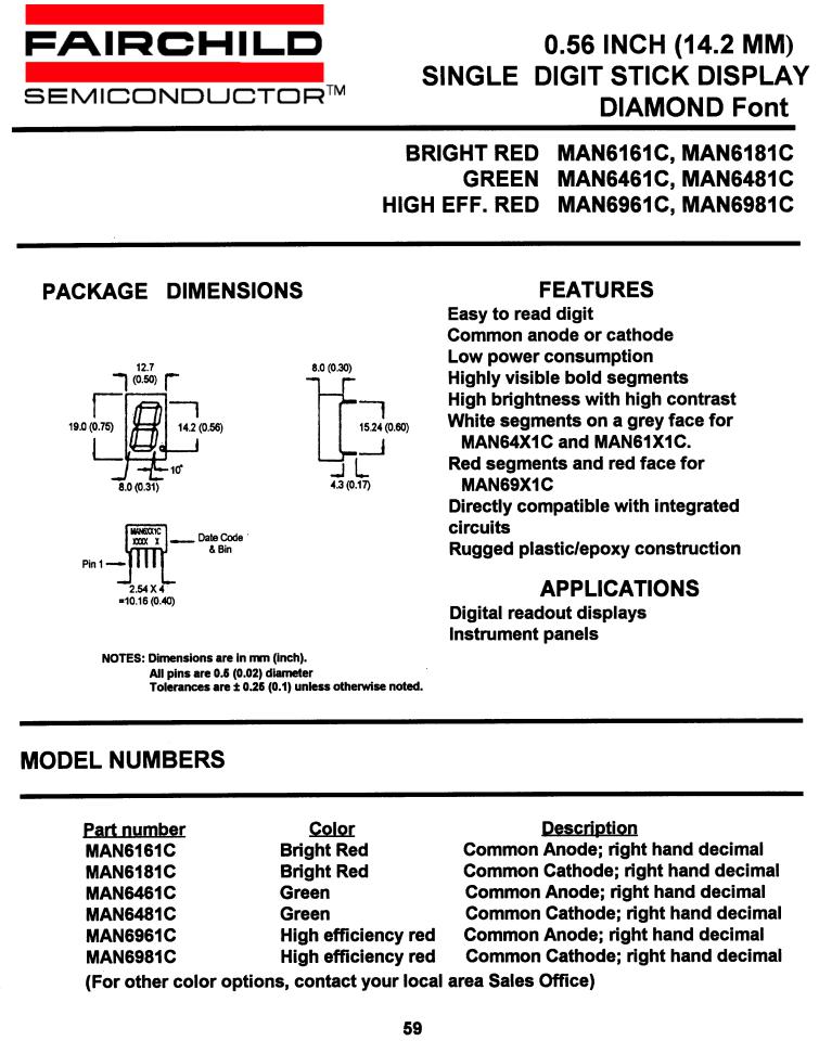 Fairchild Semiconductor MAN6181C, MAN6461C, MAN6981C, MAN6481C, MAN6961C Datasheet