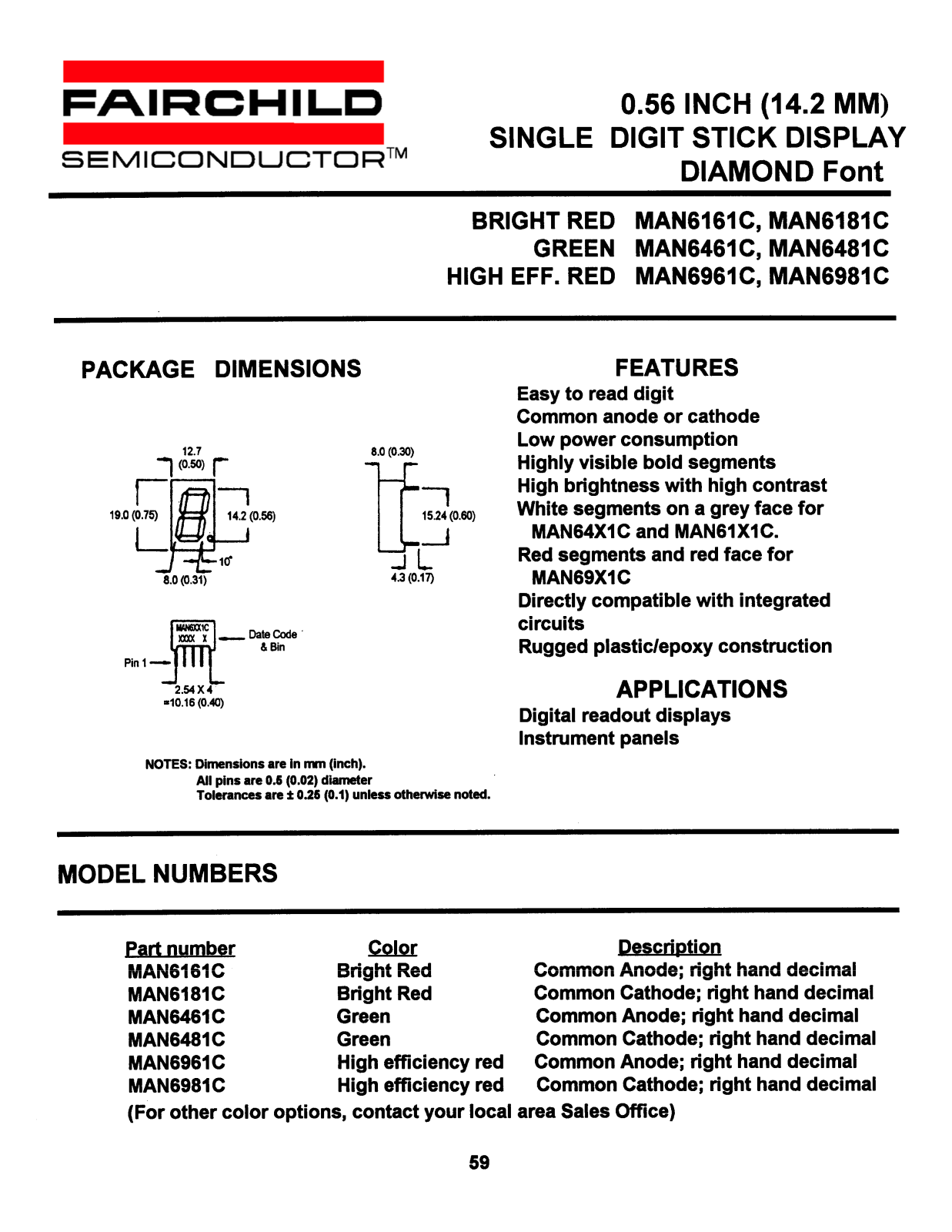 Fairchild Semiconductor MAN6181C, MAN6461C, MAN6981C, MAN6481C, MAN6961C Datasheet