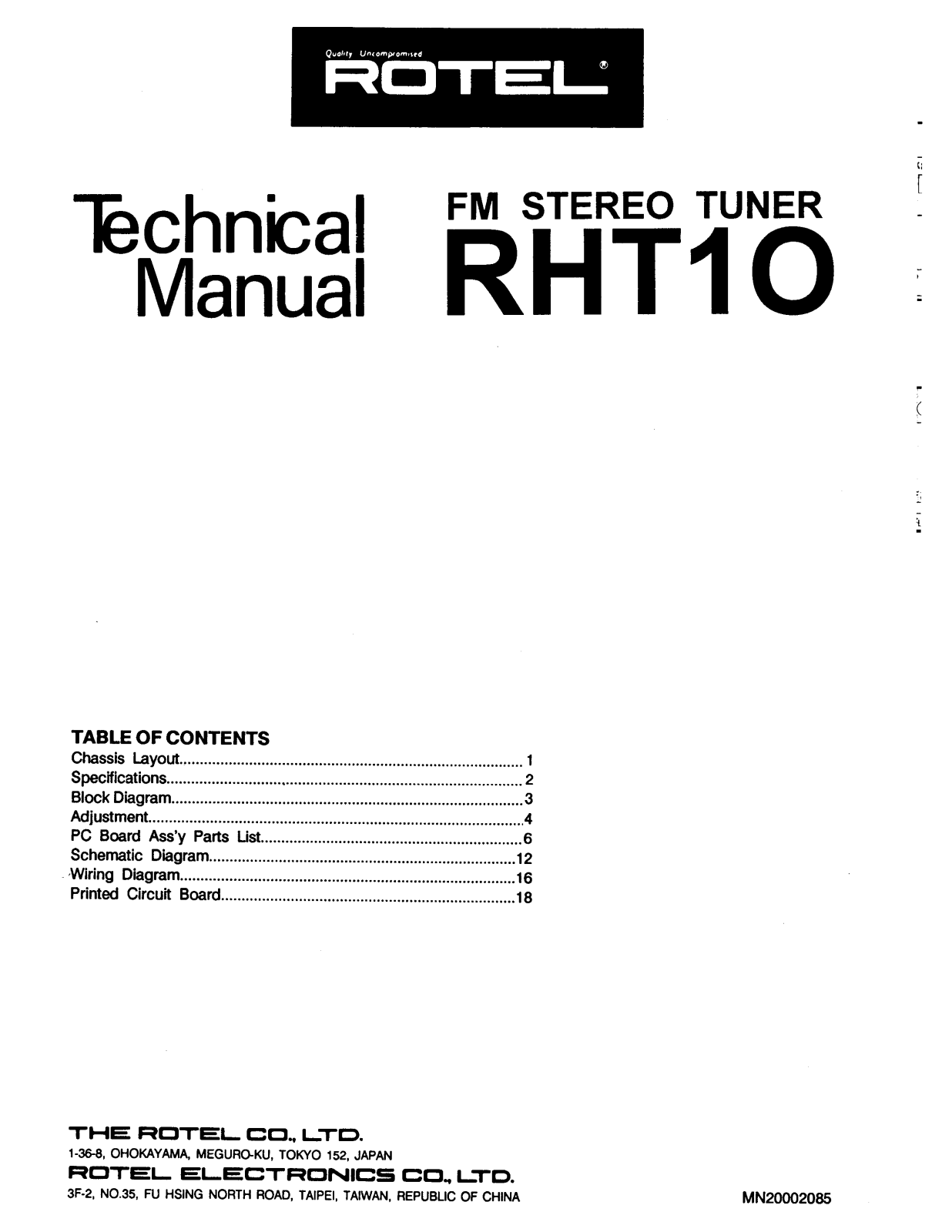 Rotel RHT-10 Service manual