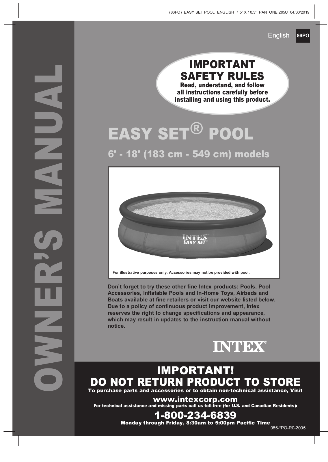 INTEX Easy Set Pool Owner's Manual