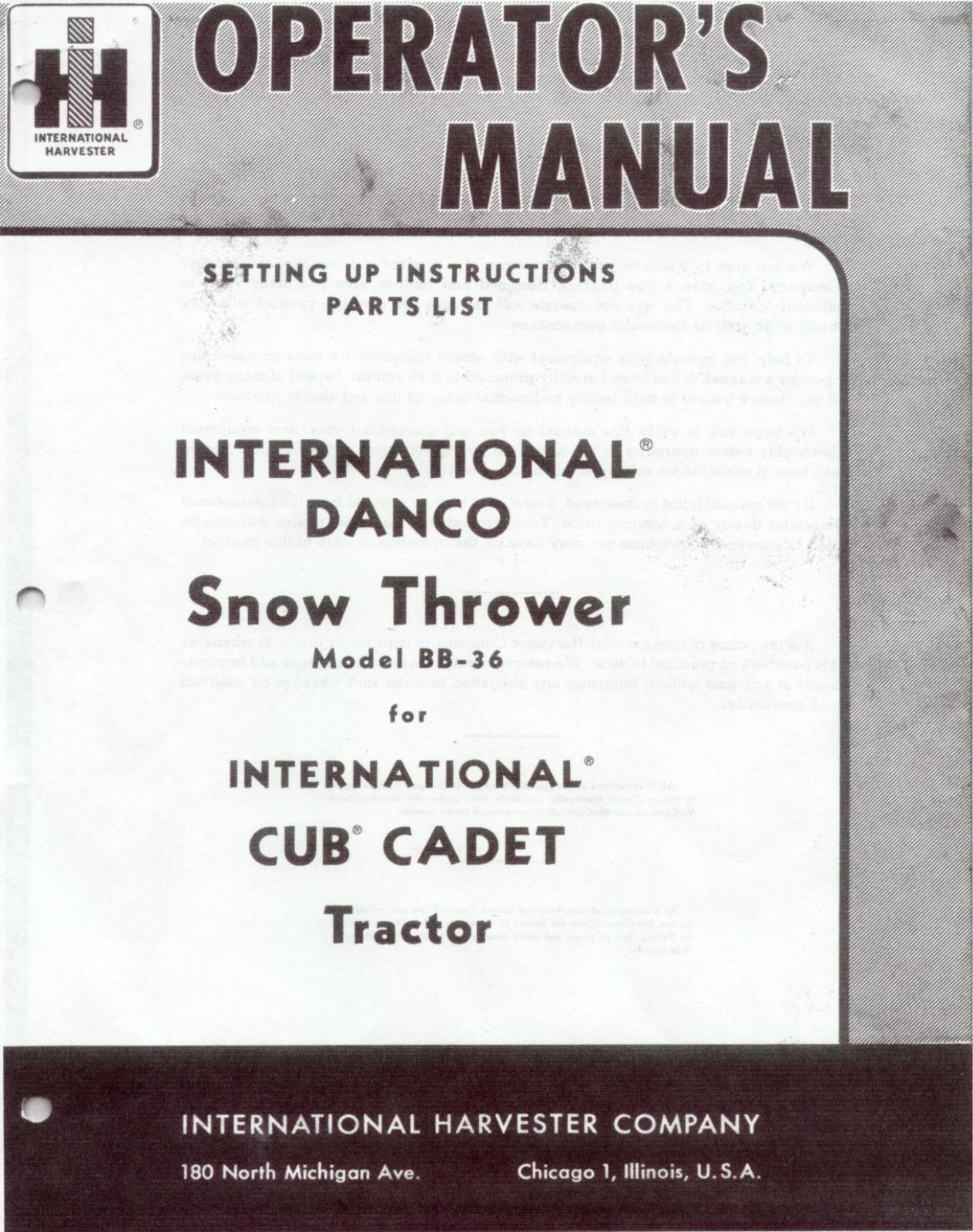 Cub Cadet BB-36 User Manual