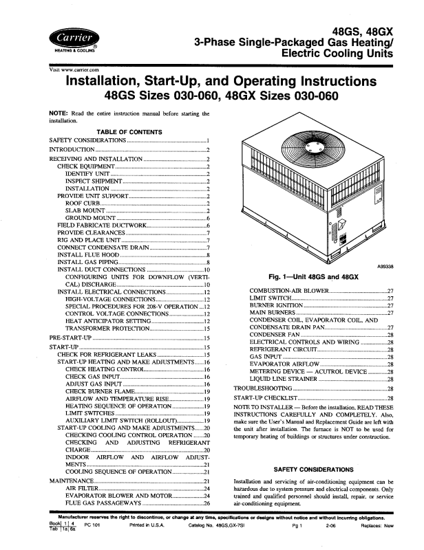 Carrier 48GX, 48GS User Manual