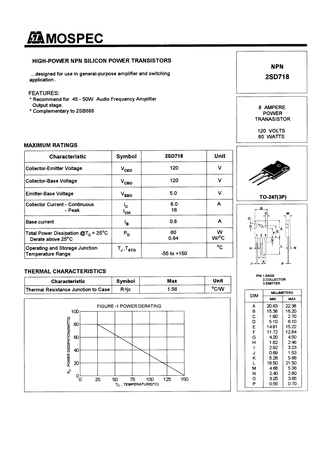 MOSPEC 2SD718 Datasheet