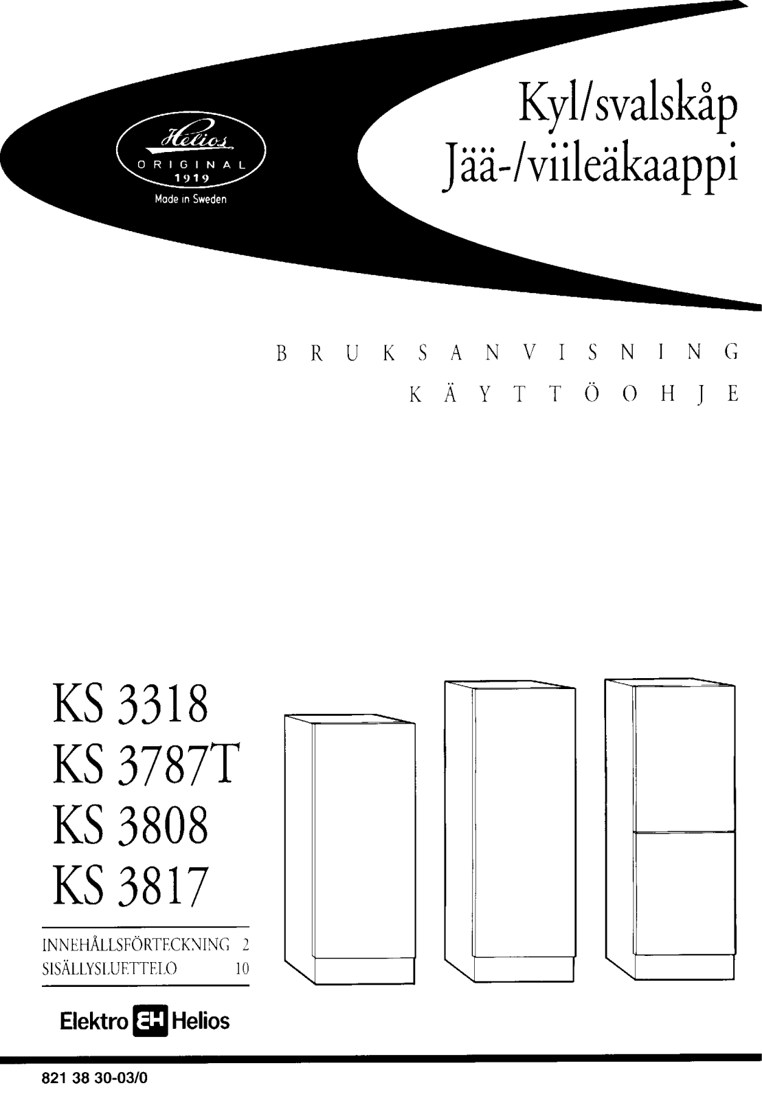 Elektro helios KS3808, KS3817, KS3787T, KS3318 User Manual