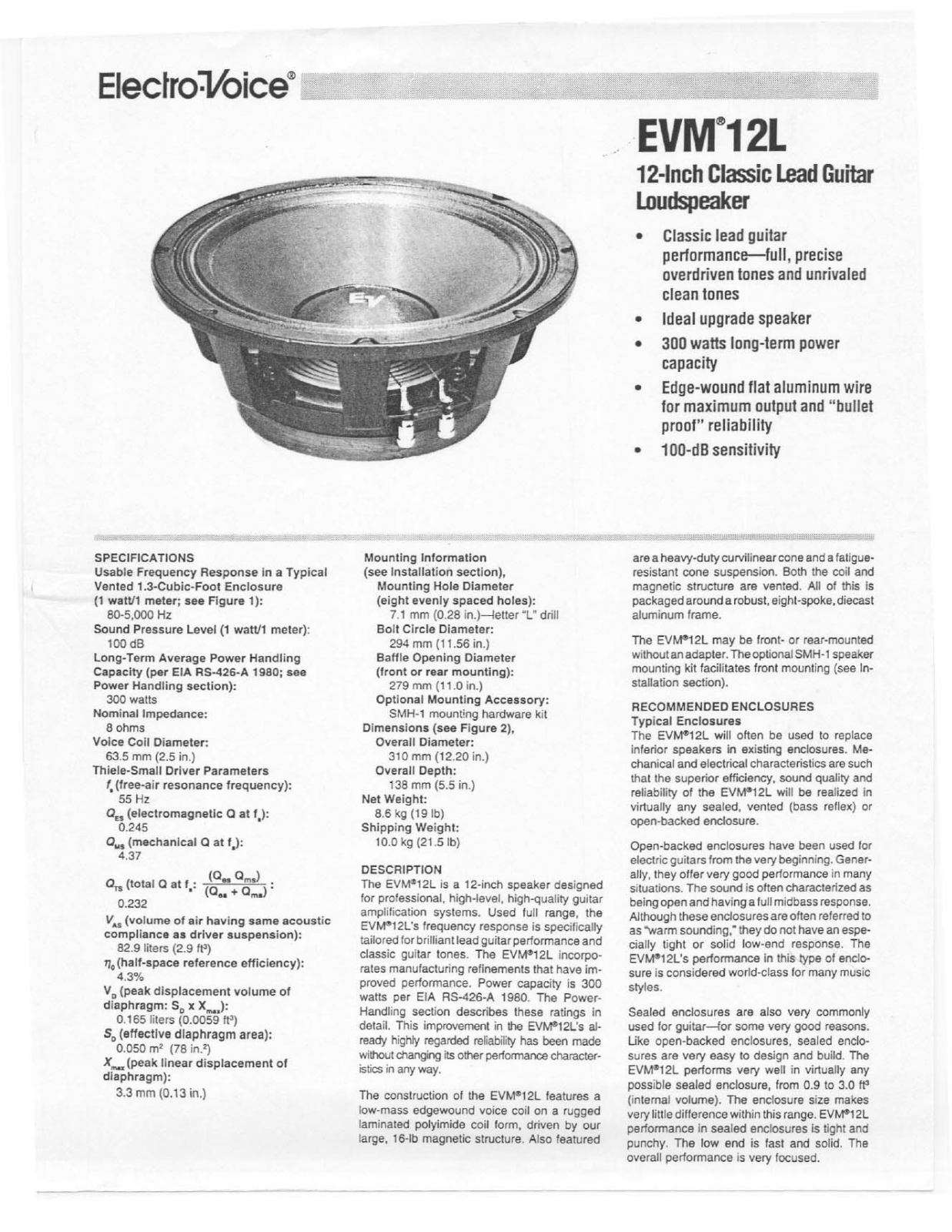 Electro-Voice EVM-12L User Manual