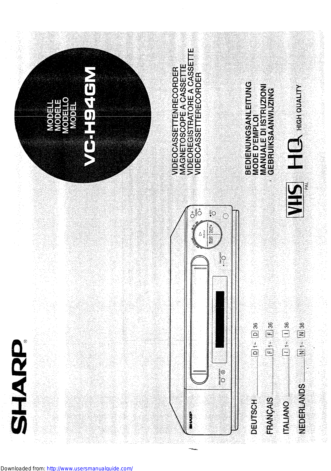 SHARP VC-H94GM User Manual