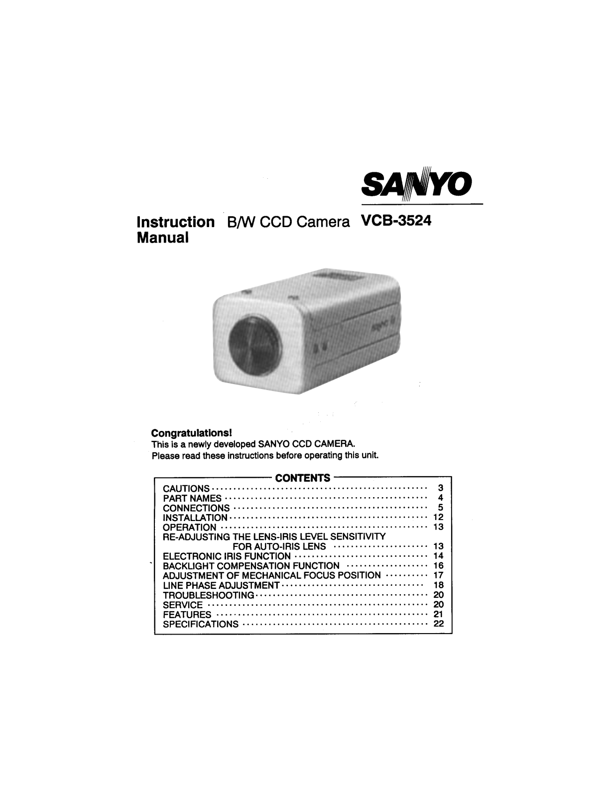 Sanyo VCB-3524 User Manual