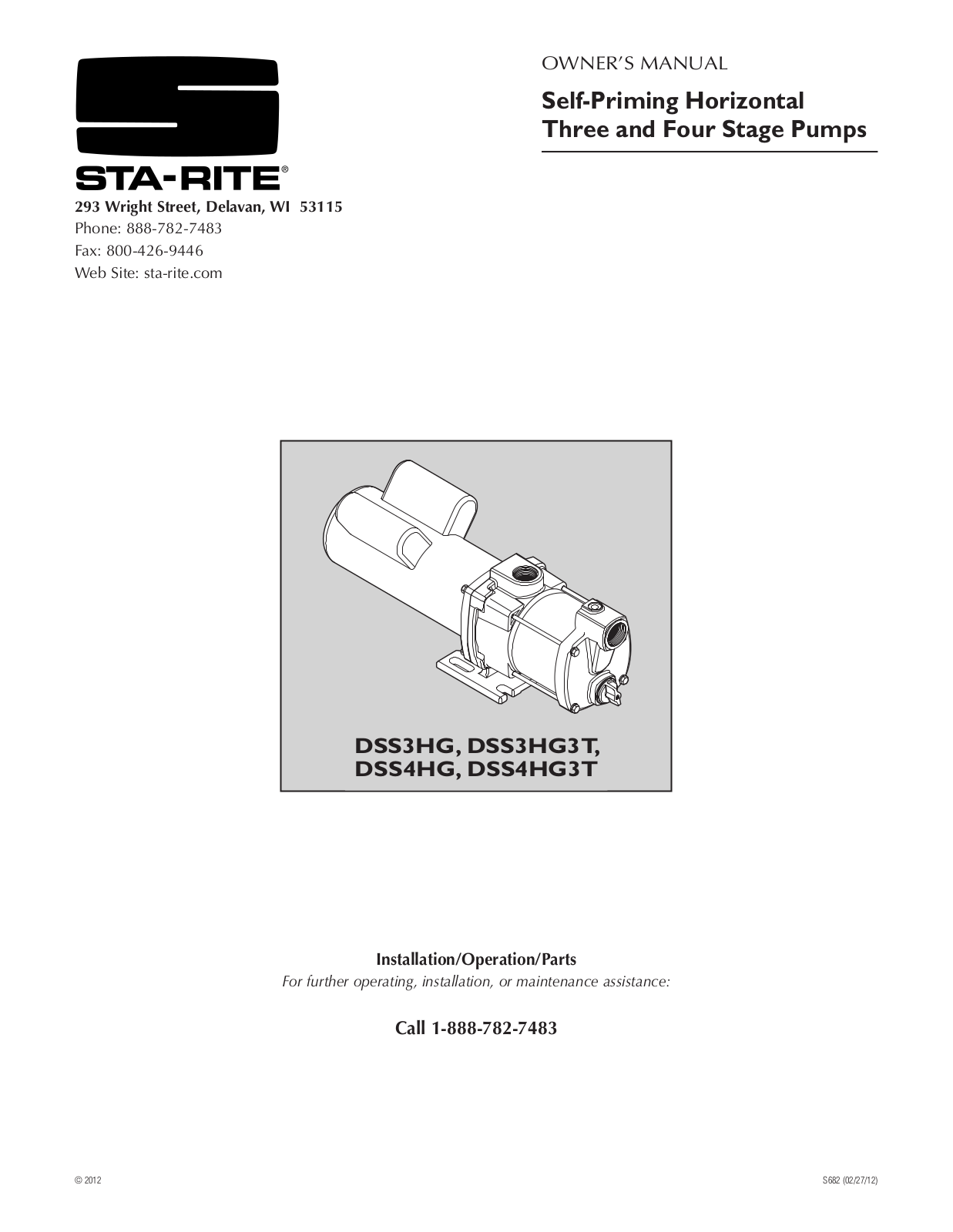 Sta-Rite DSS3HG3T Installation  Manual