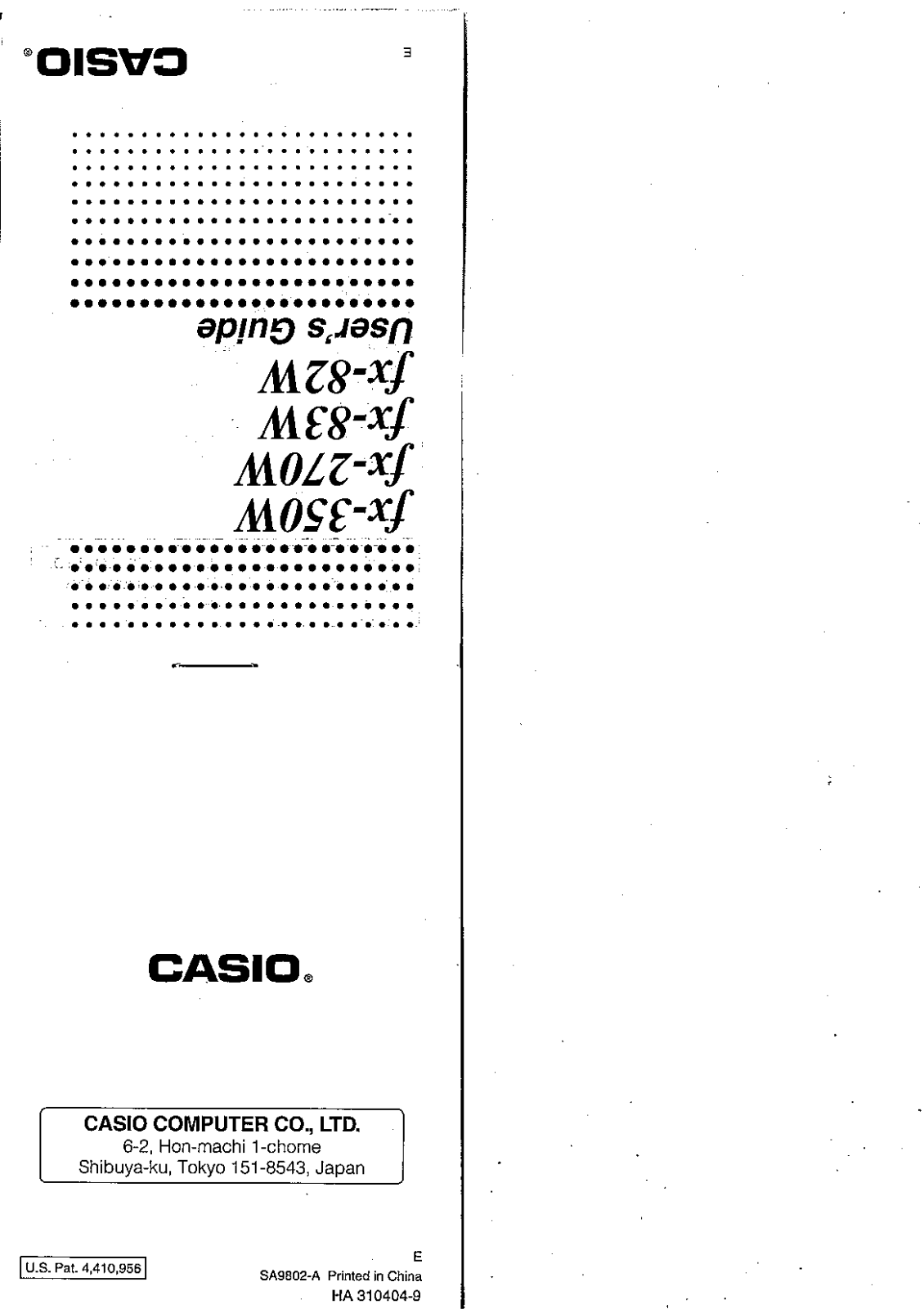 CASIO FX-83W, FX-82W, FX-350W, FX-270W User Manual