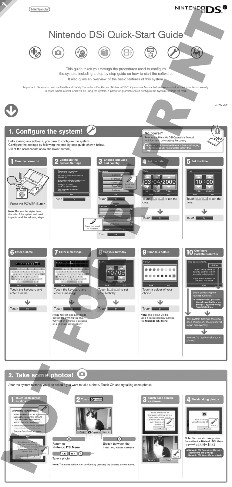 Nintendo DSi Quick Start Guide