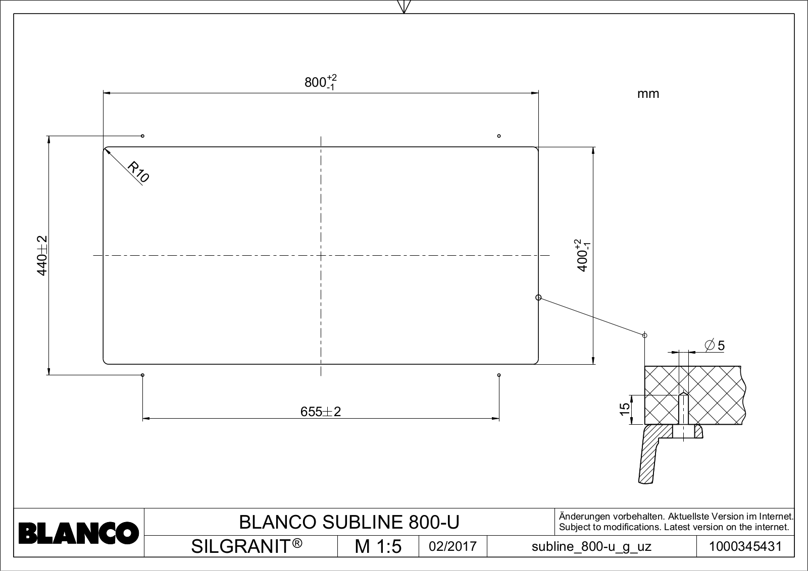 Blanco SUBLINE 800-U User Manual