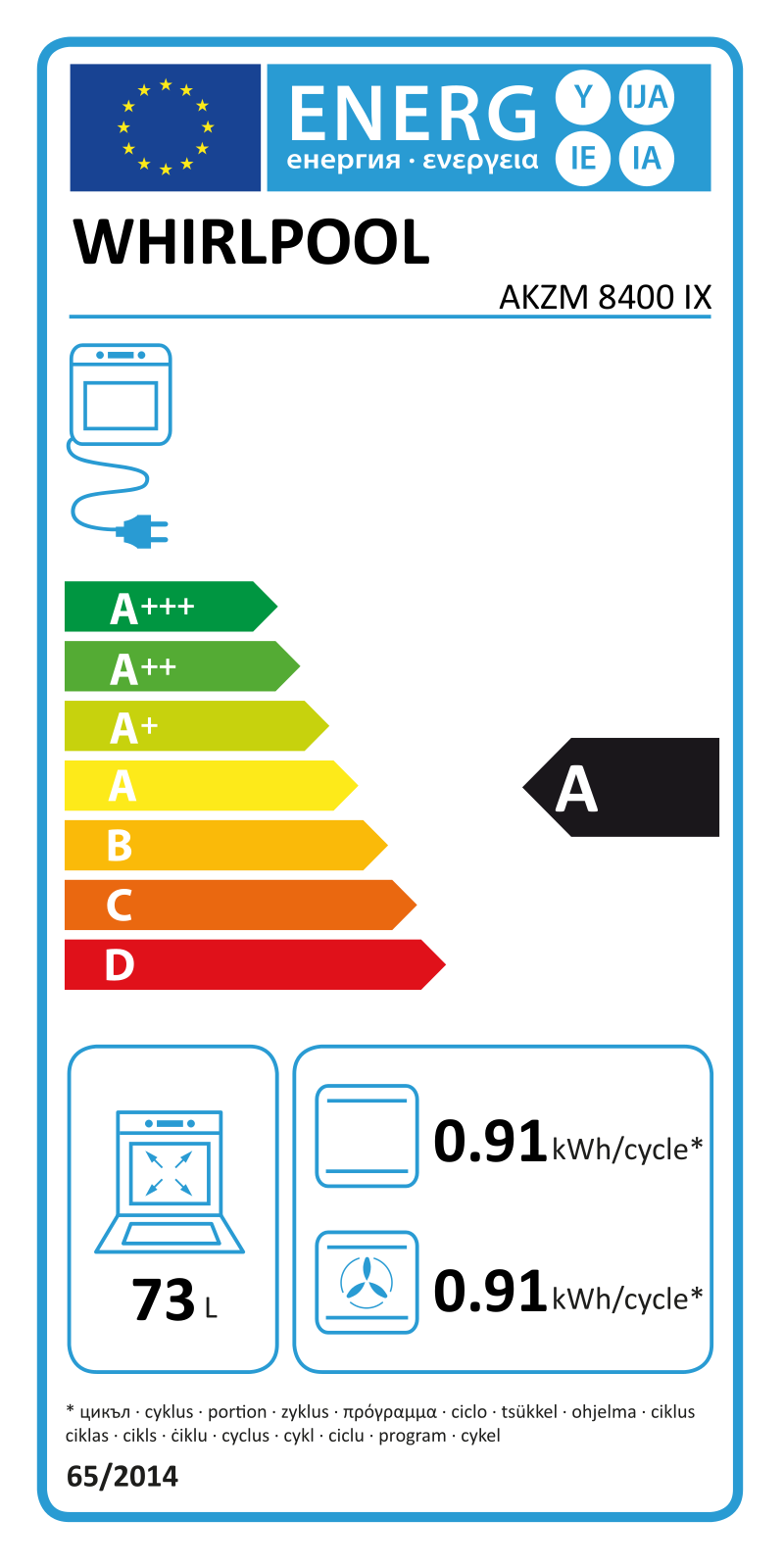 Whirlpool AKZM 8400 IX PRODUCT INFORMATION