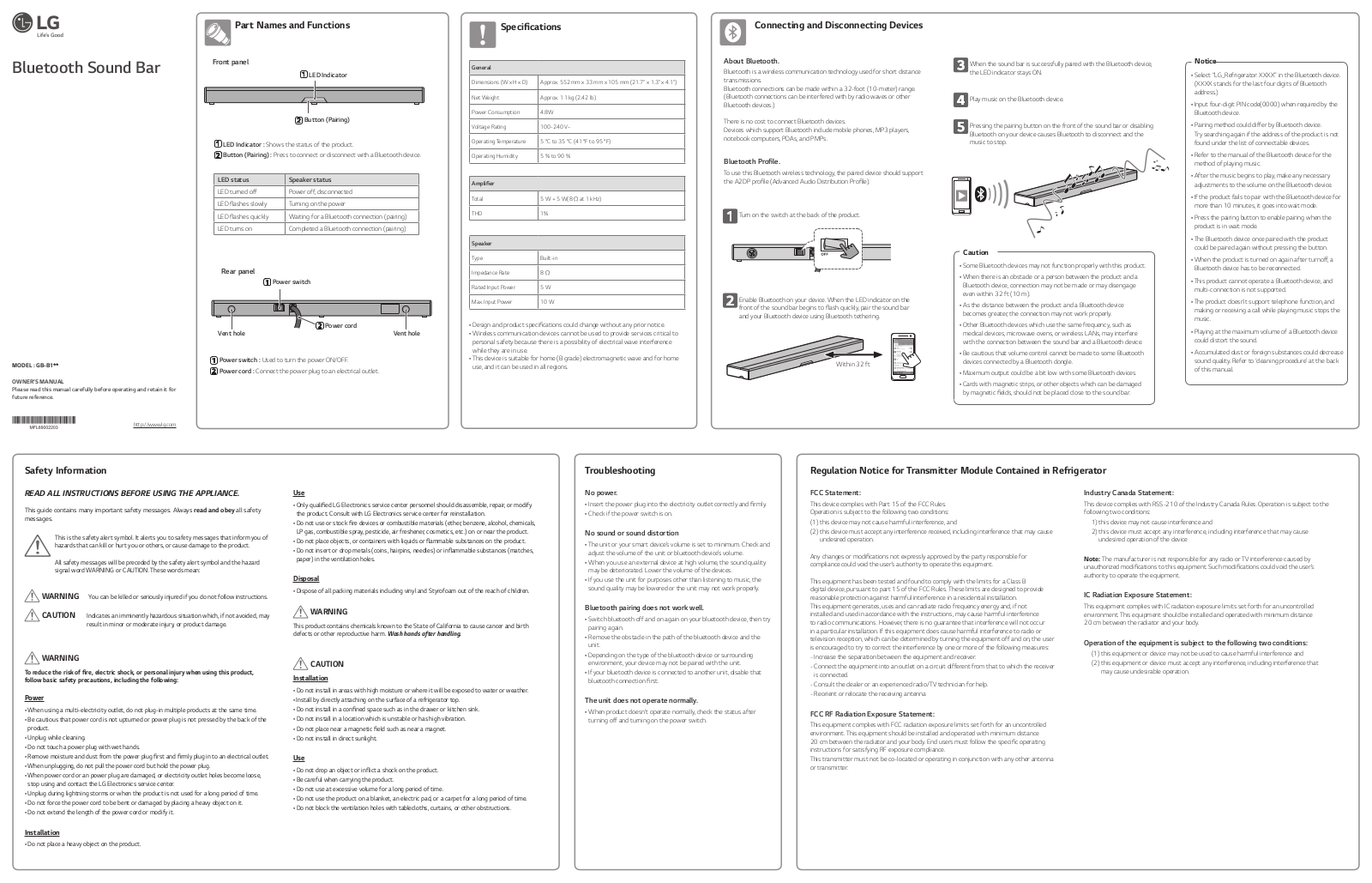 LG GM84SDDB Owner's Manual