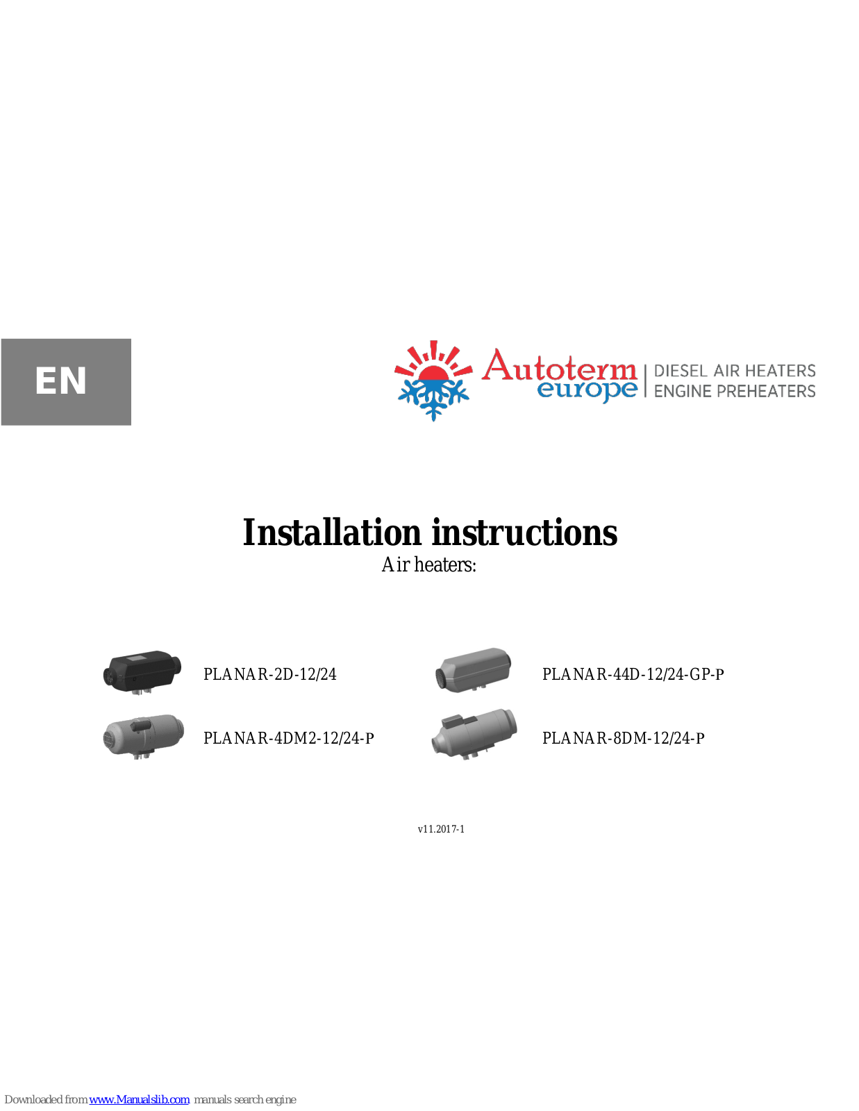 Planar 2D-24, 2D-12, 44D-12-GP-P, 44D-24-GP-P, 4DM2-12-P Installation Instructions Manual