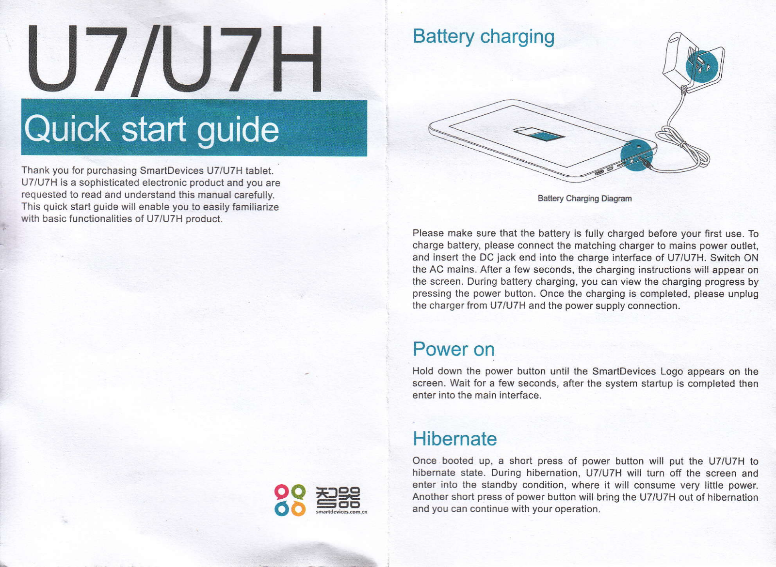 SmartDevices U7, U7H Quick Start Manual - ManualMachine.com