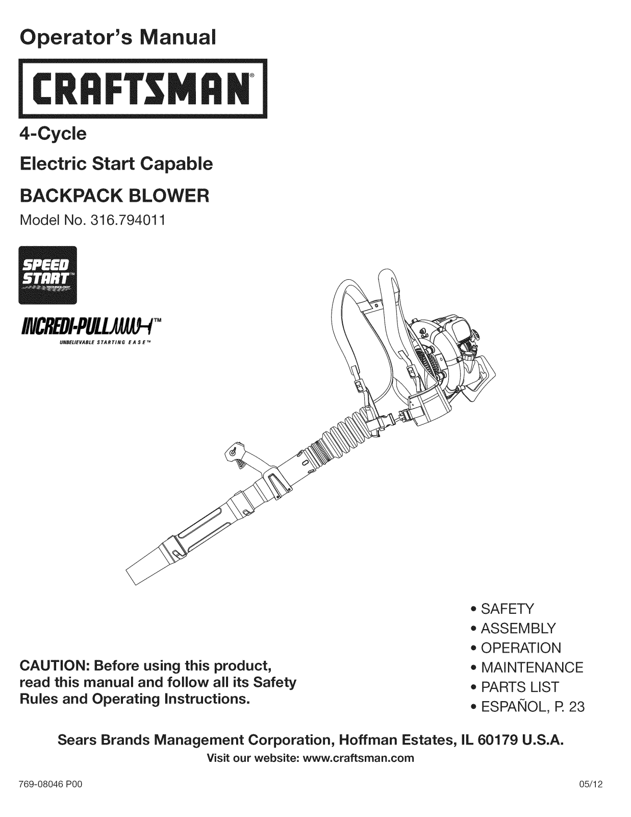 Craftsman 316794011 Owner’s Manual