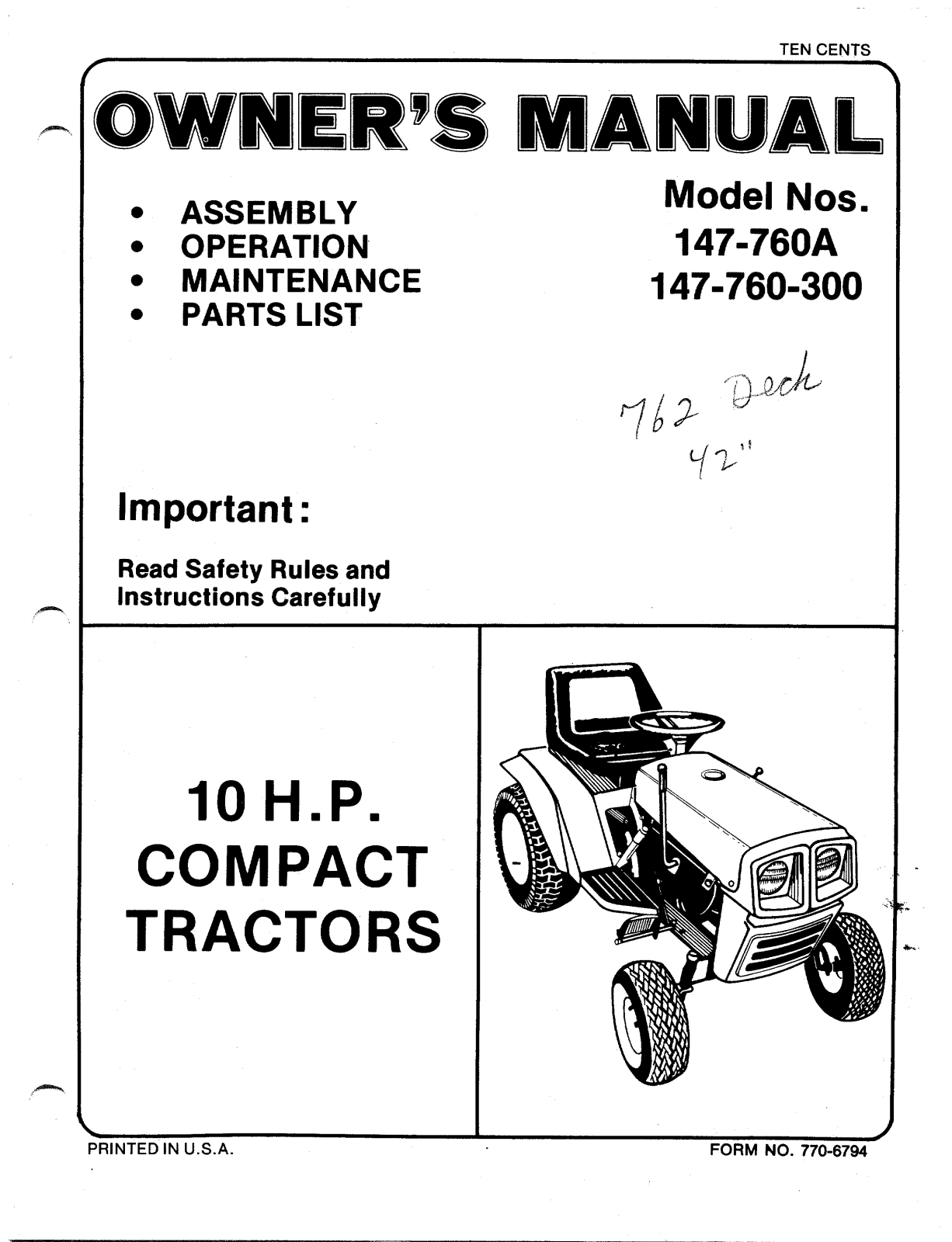 Bolens 147-760A, 147-760-300 User Manual