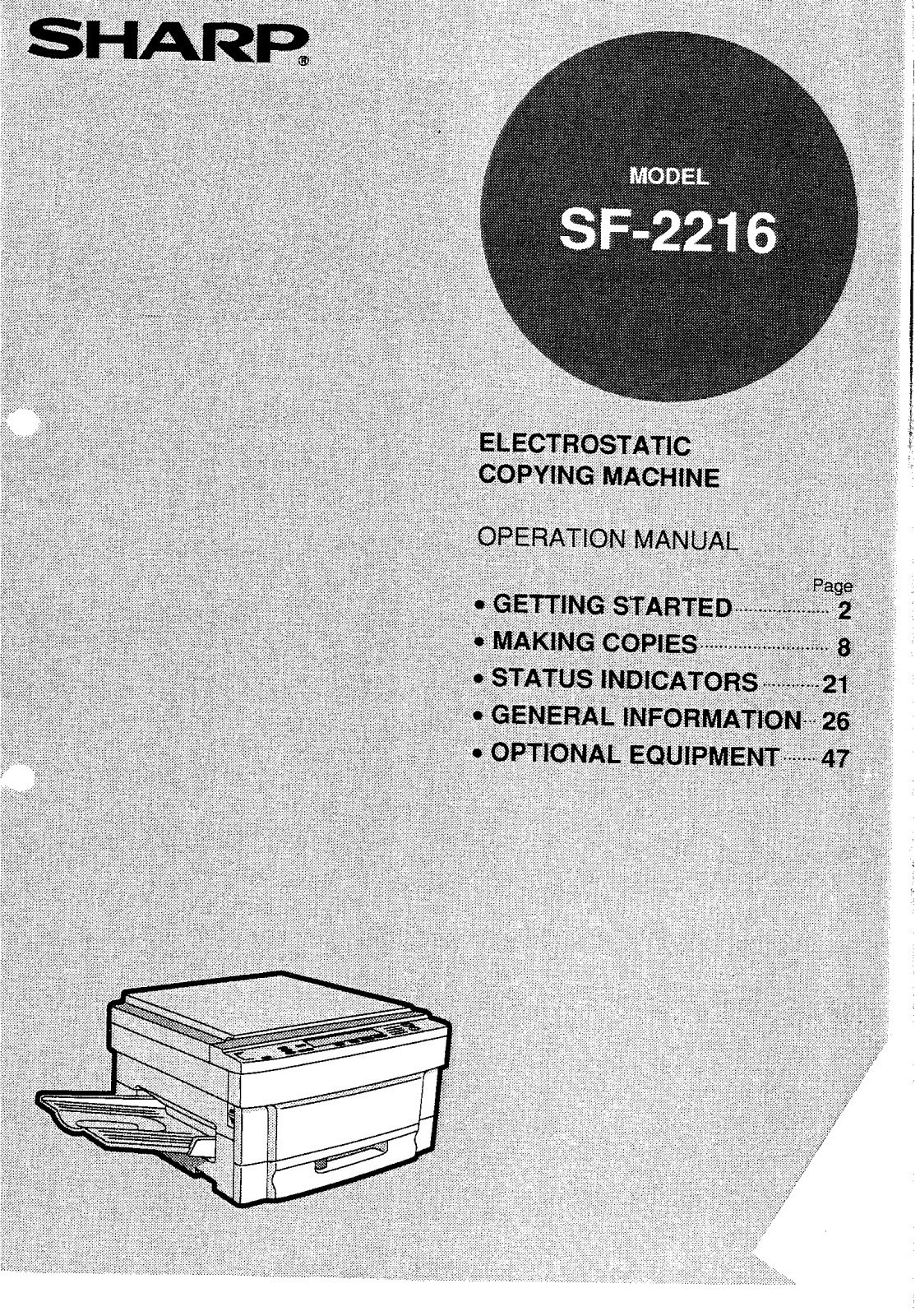 Sharp SF-2216 User Manual