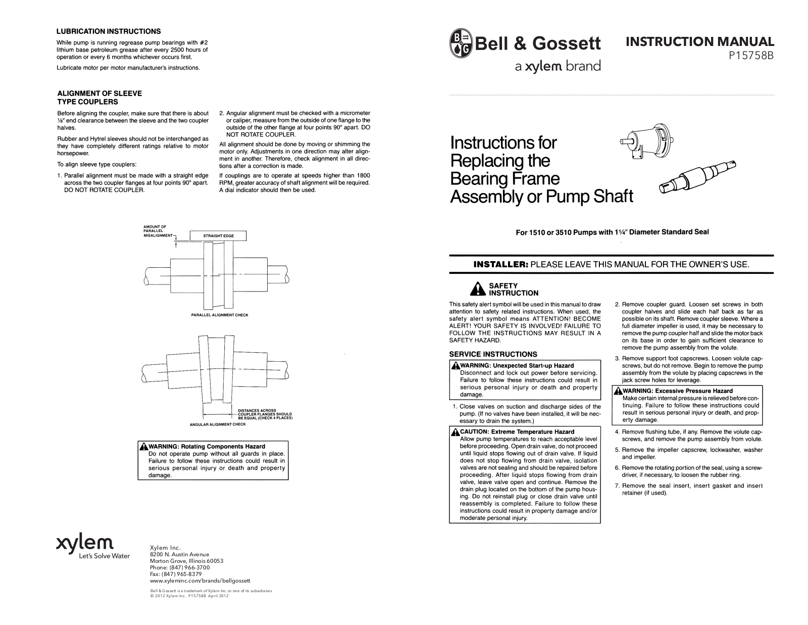 Xylem P15758B User Manual