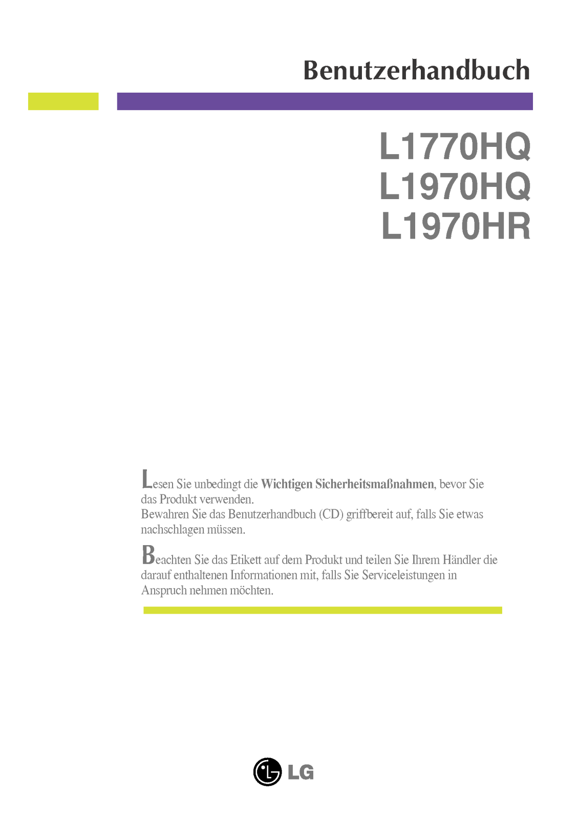 Lg L1770HQ, L1970HQ, L1970HR User Manual