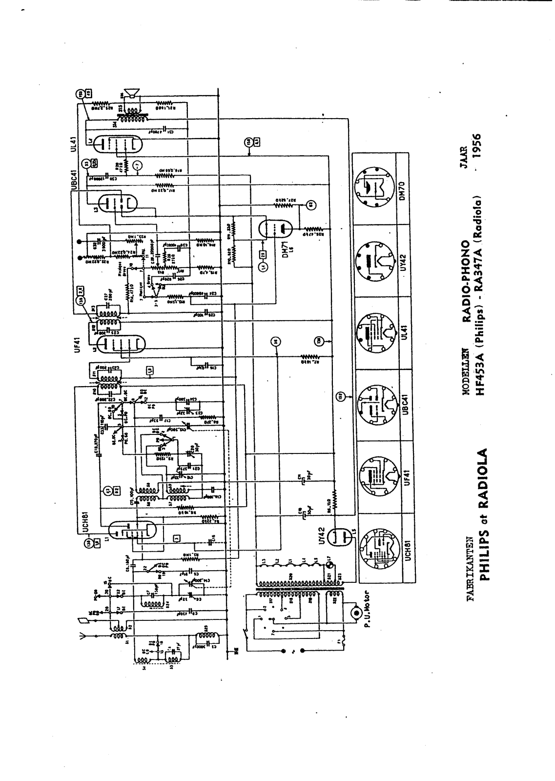 Radiola RA-347A, HF-453A Schematic