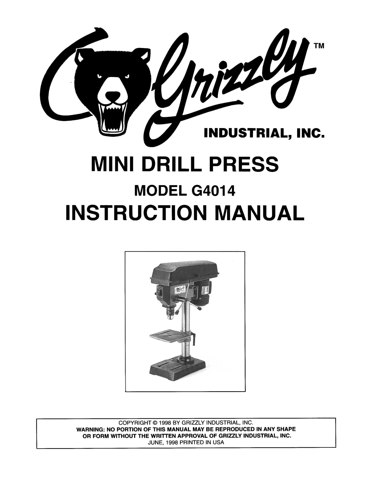 Grizzly G4014 User Manual