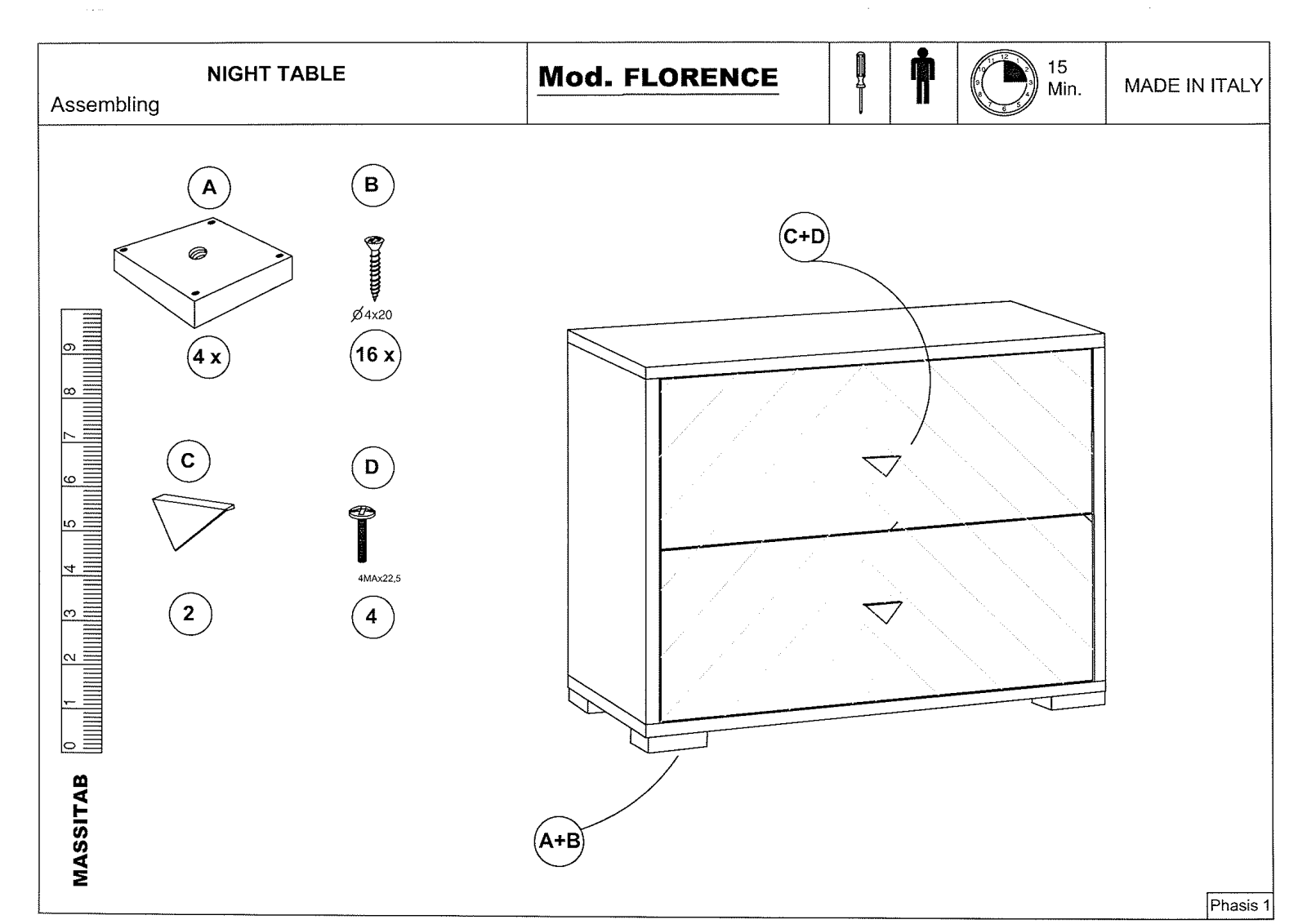 Mod Florence FLORENSWOM25, TABLE Assembly Guide