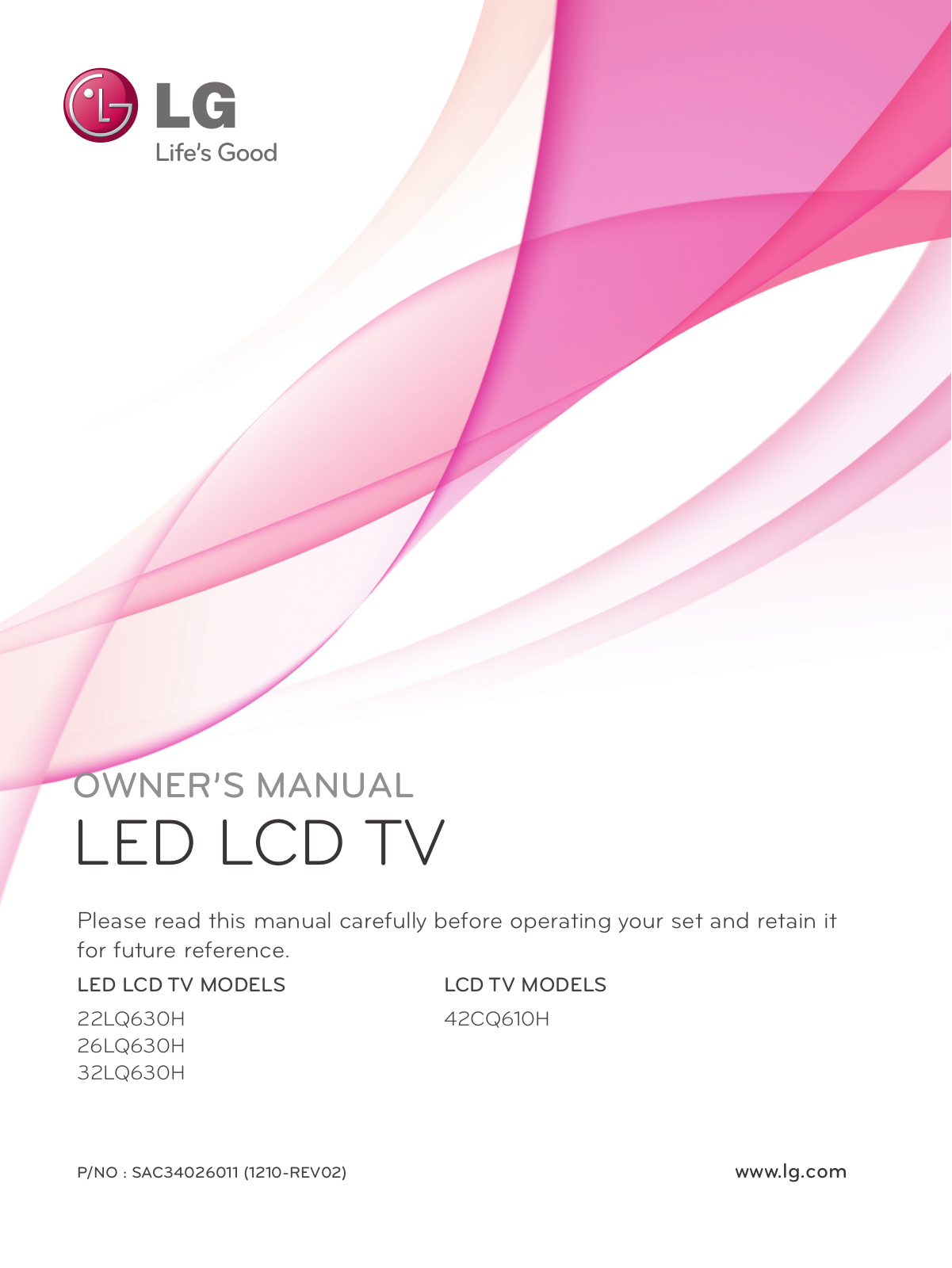 LG Electronics 22LQ63OH, 26LQ63OH, 32LQ63OH, 42CQ61OH User Manual