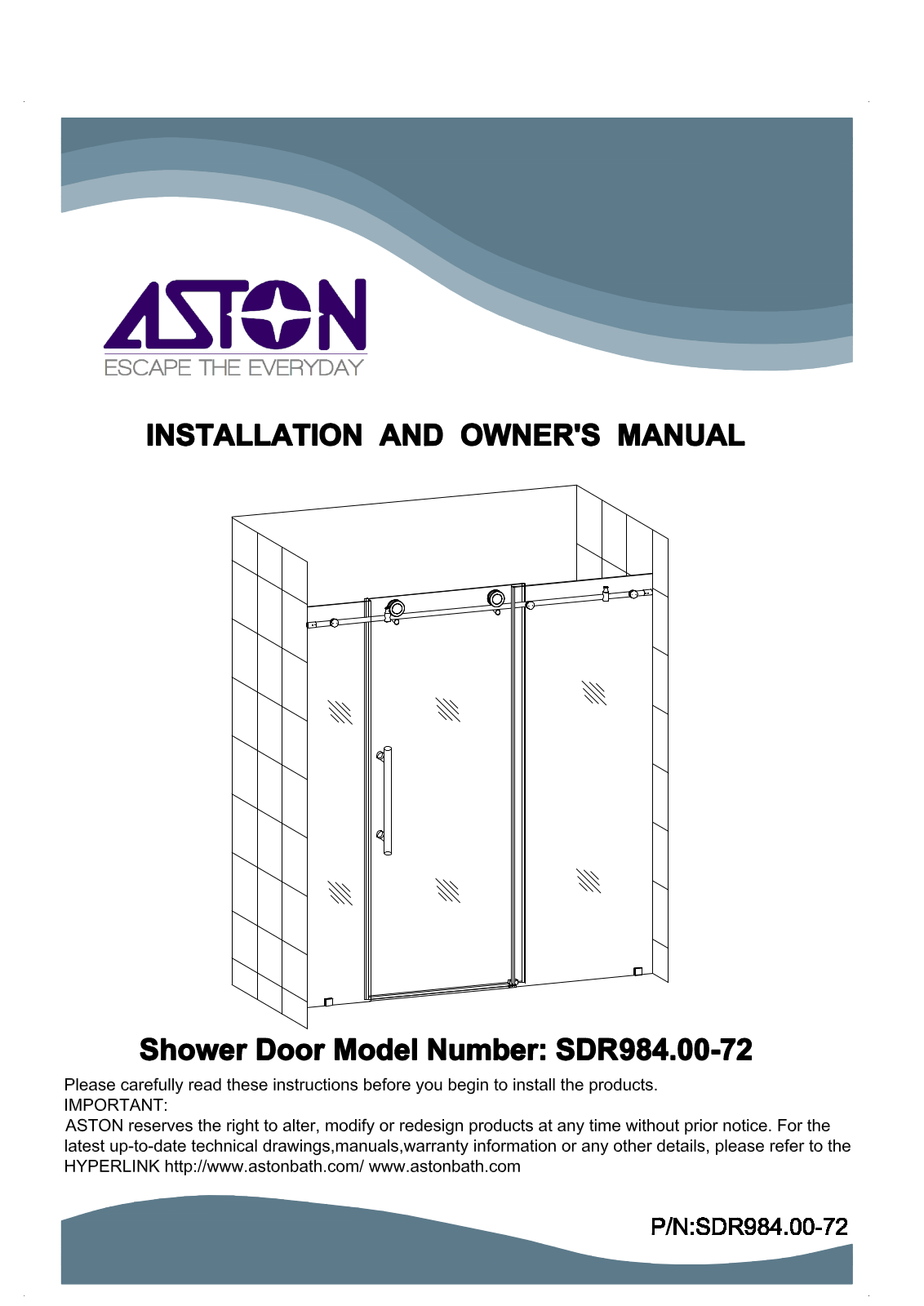 Aston Global SDR984FORB7210, SDR984FCH7210, SDR984EZSS7210, SDR984EZORB7210, SDR984EZCH7210 User Manual