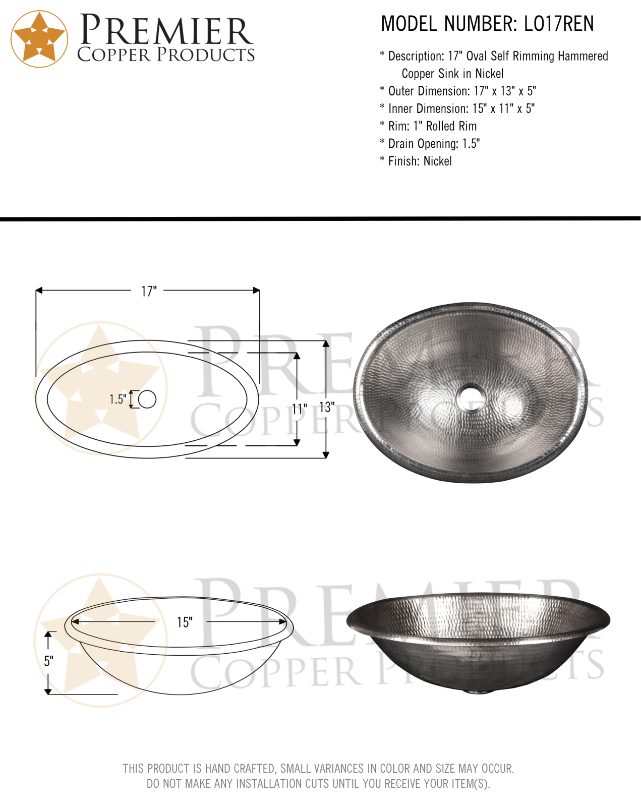 Premier Copper Products IER10004 Specifications - ManualMachine.com